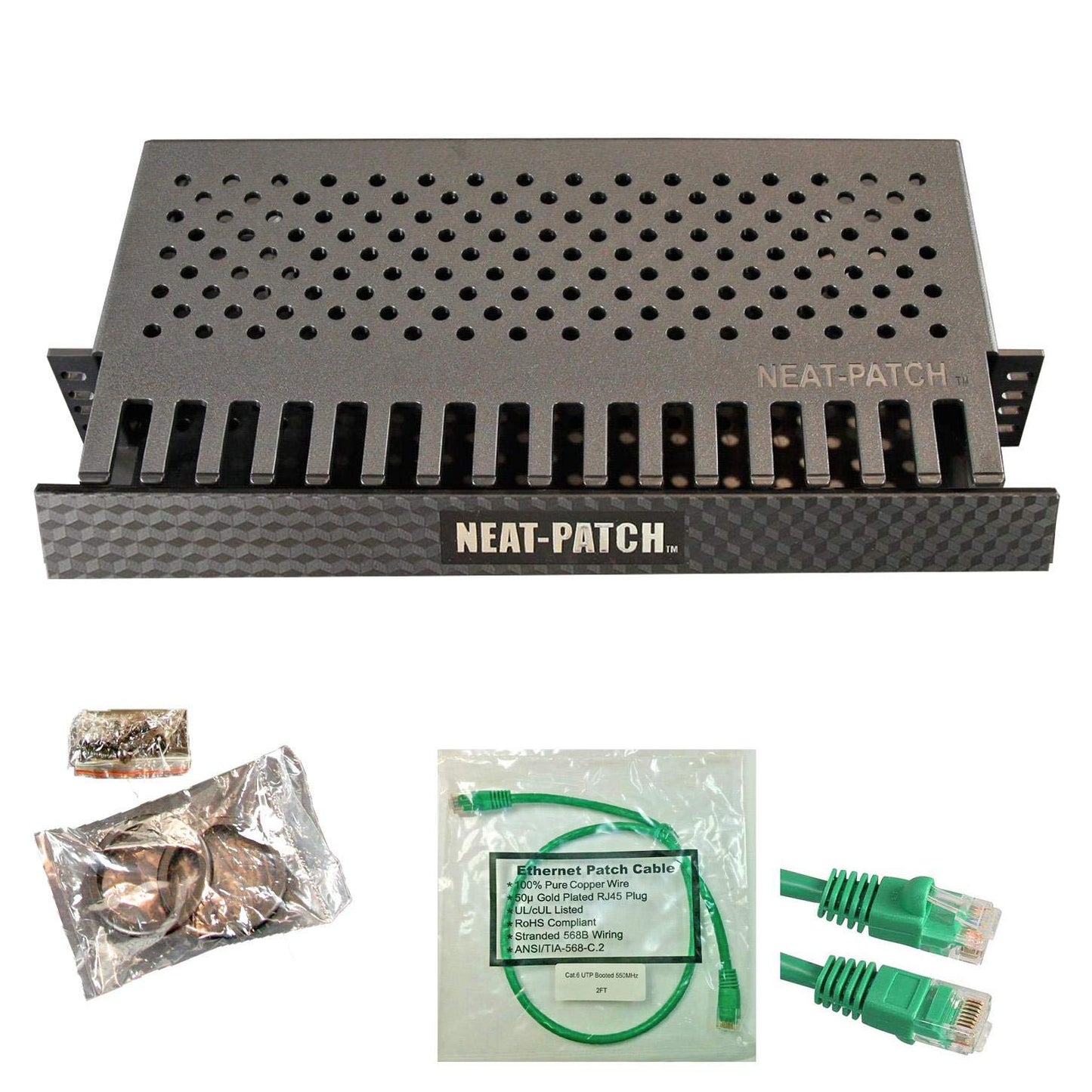 Neat Patch MINI 1U Low Profile Cable Management Kit with 24 Cables