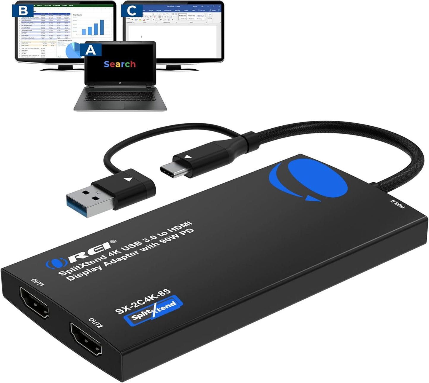 OREI SplitExtend 4K HDMI Splitter for Dual Monitor Setup