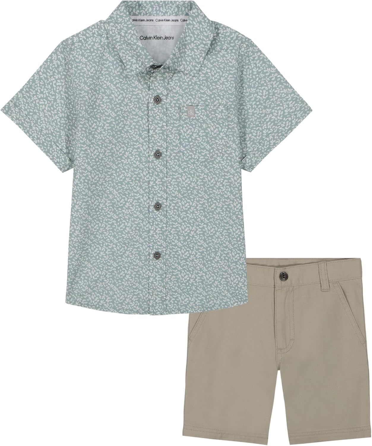 Calvin Klein Boys 2pc Shirt Short Set for Stylish Kids Wear