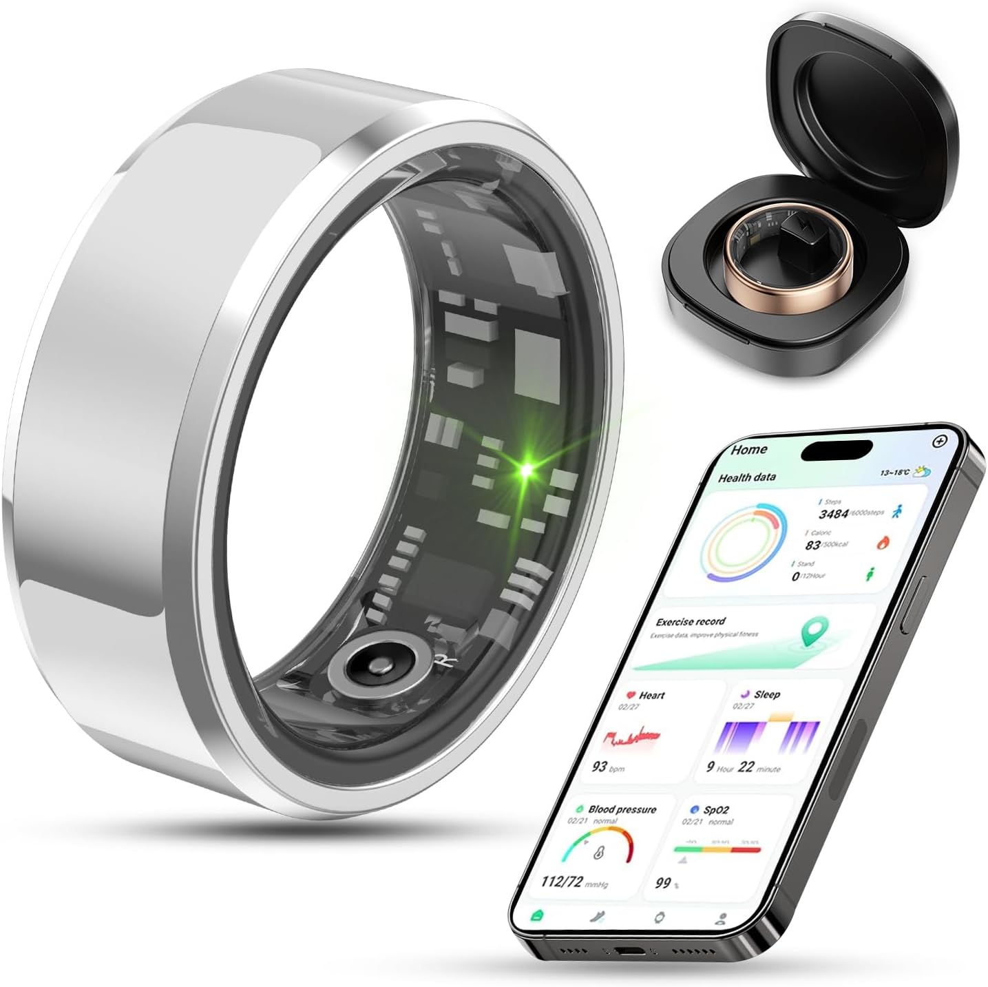 2024 Smart Fitness Ring - Health Tracker w/ Air Gestures