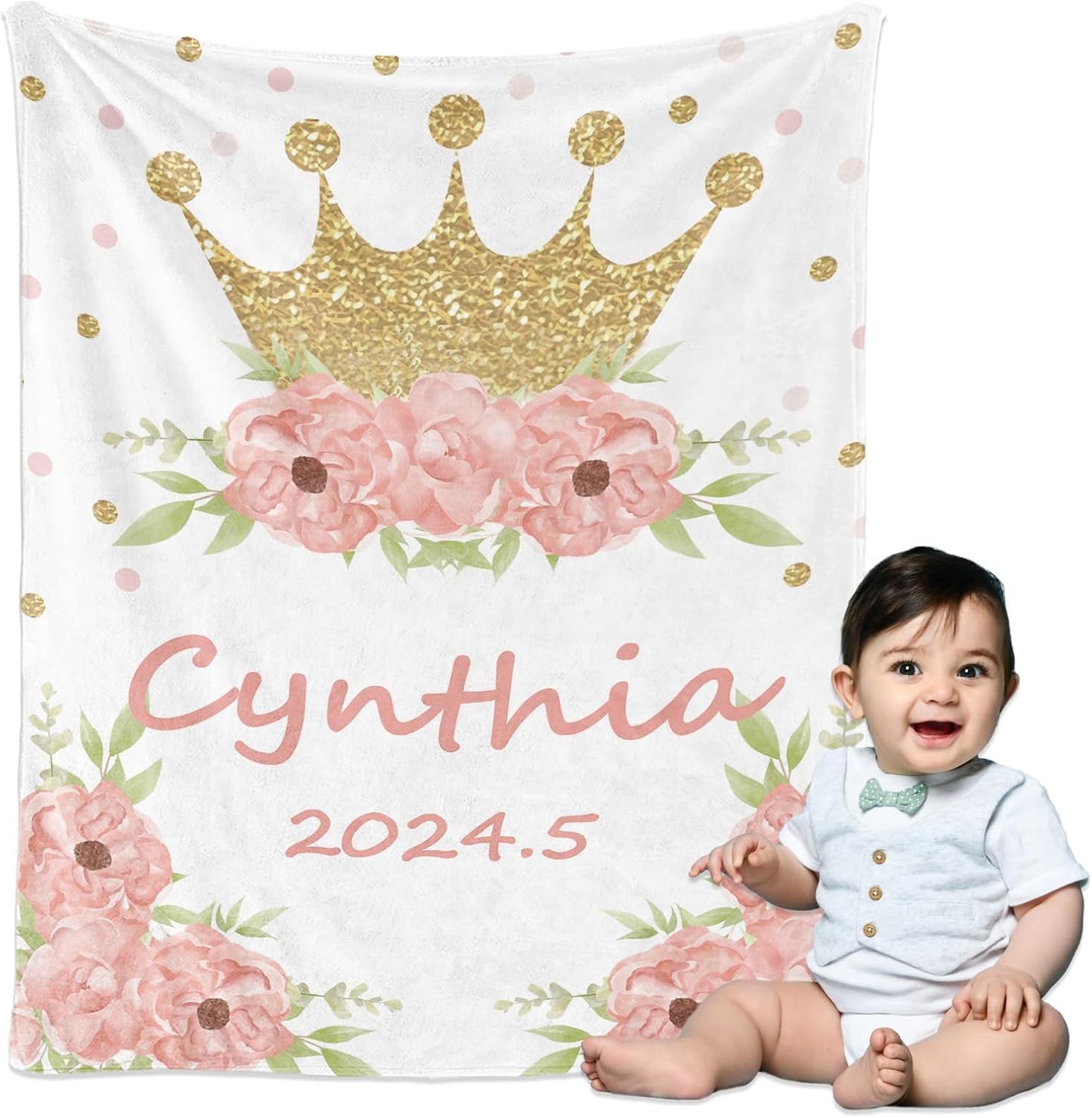 Custom Soft Flannel Baby Blanket - Personalized with Name