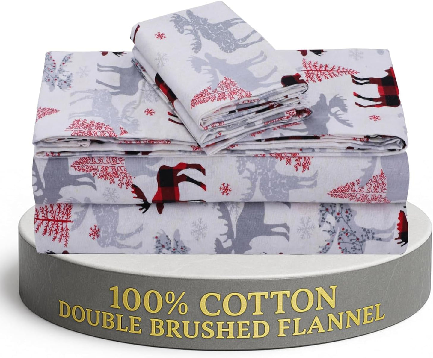 Feather & Stitch 100% Cotton Flannel Full Sheet Set for Cozy Sleep