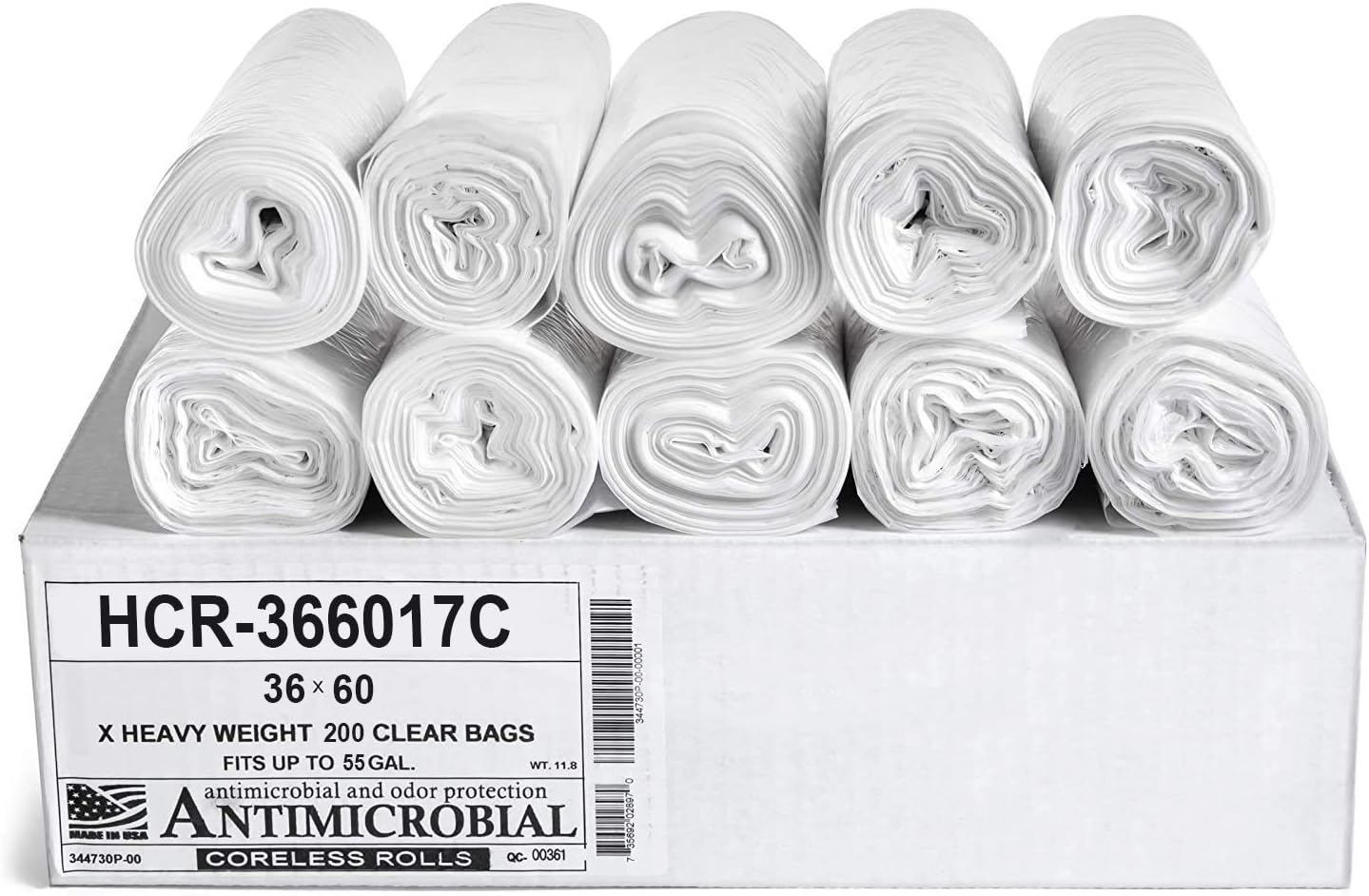 High Density Trash Bags 55 Gallon Clear 200 Count for All Uses