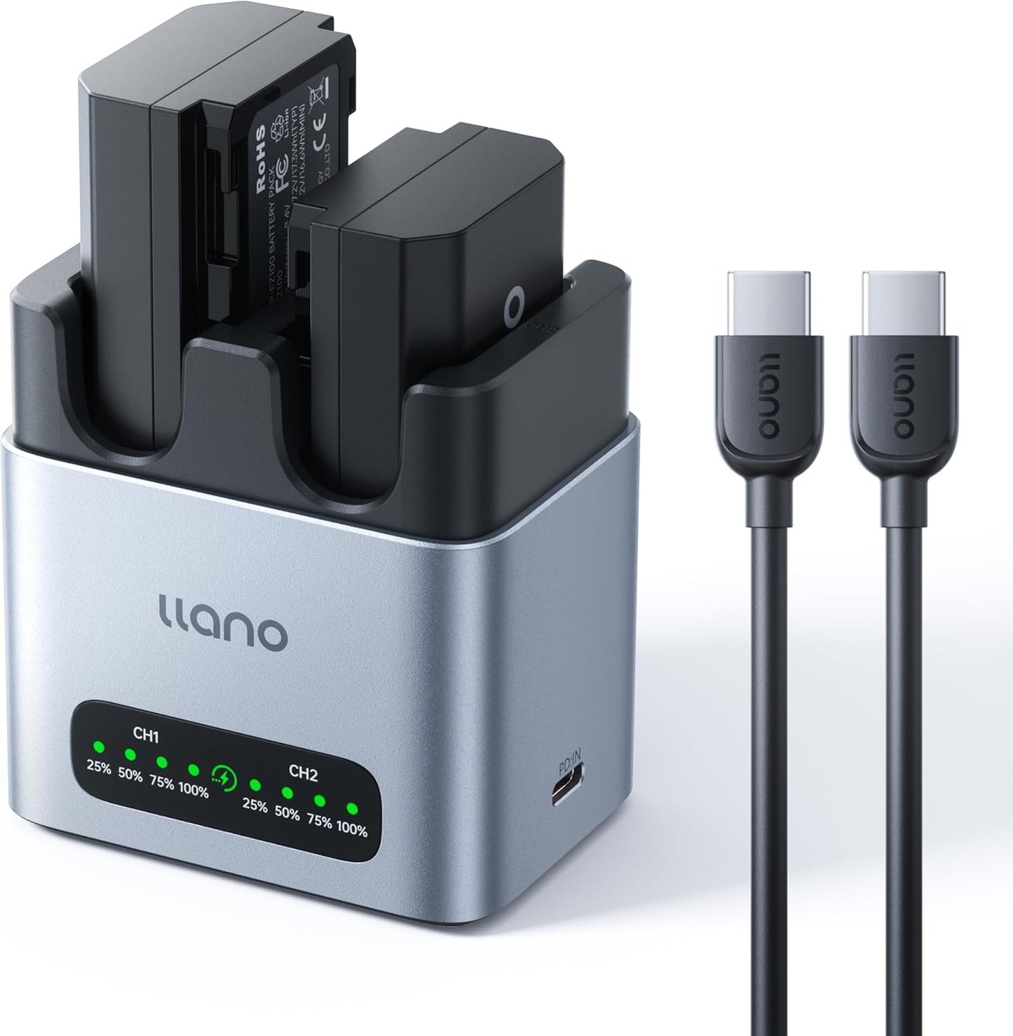 llano NP-FZ100 Battery & Charger Set for Sony Cameras - Dual Slot