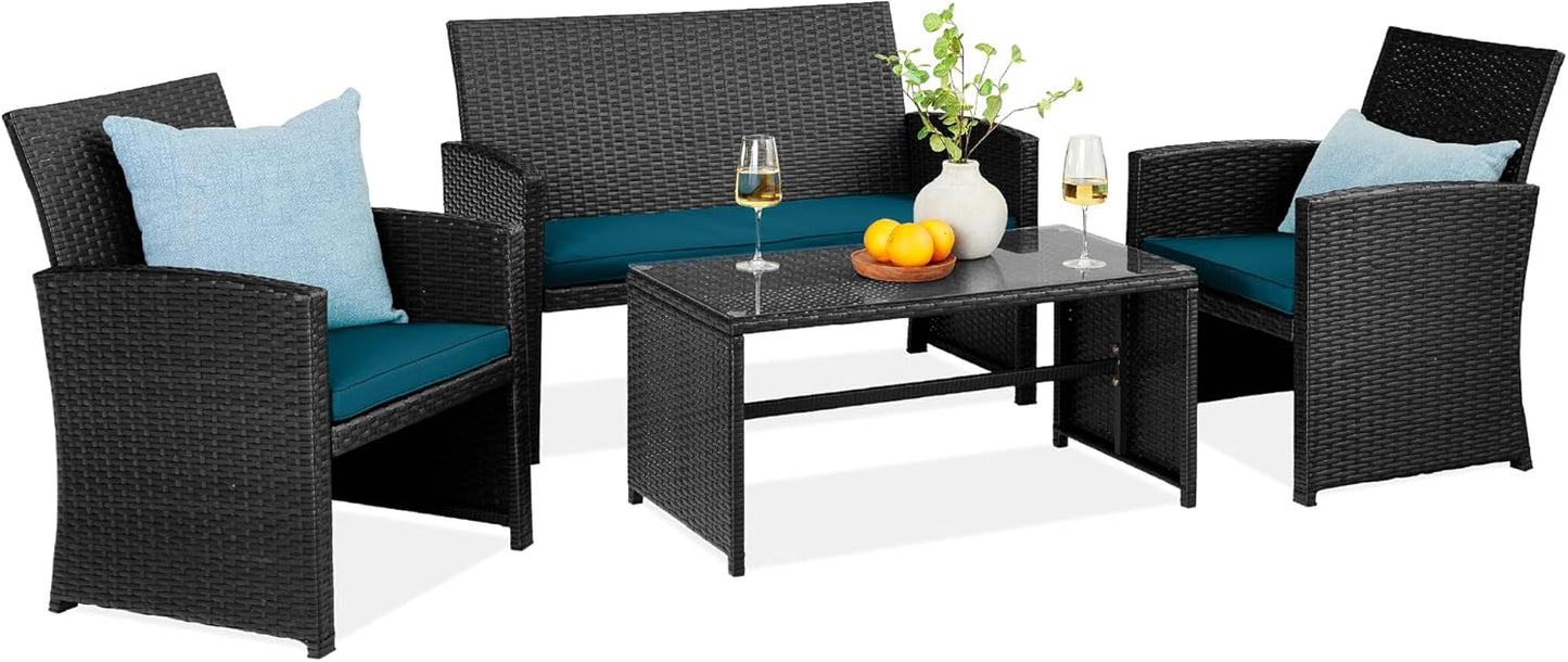 Best Choice Products 4-Piece Outdoor Wicker Patio Set for Comfort