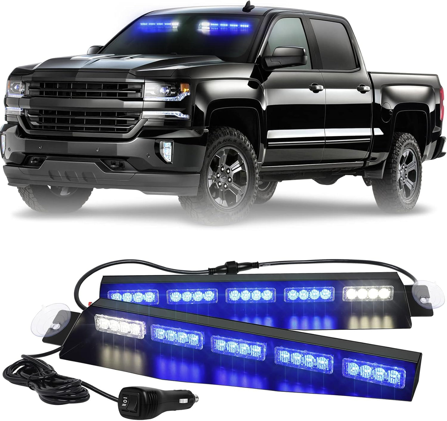 XRIDONSEN Blue Emergency Visor Lights Bar for Safety Vehicles