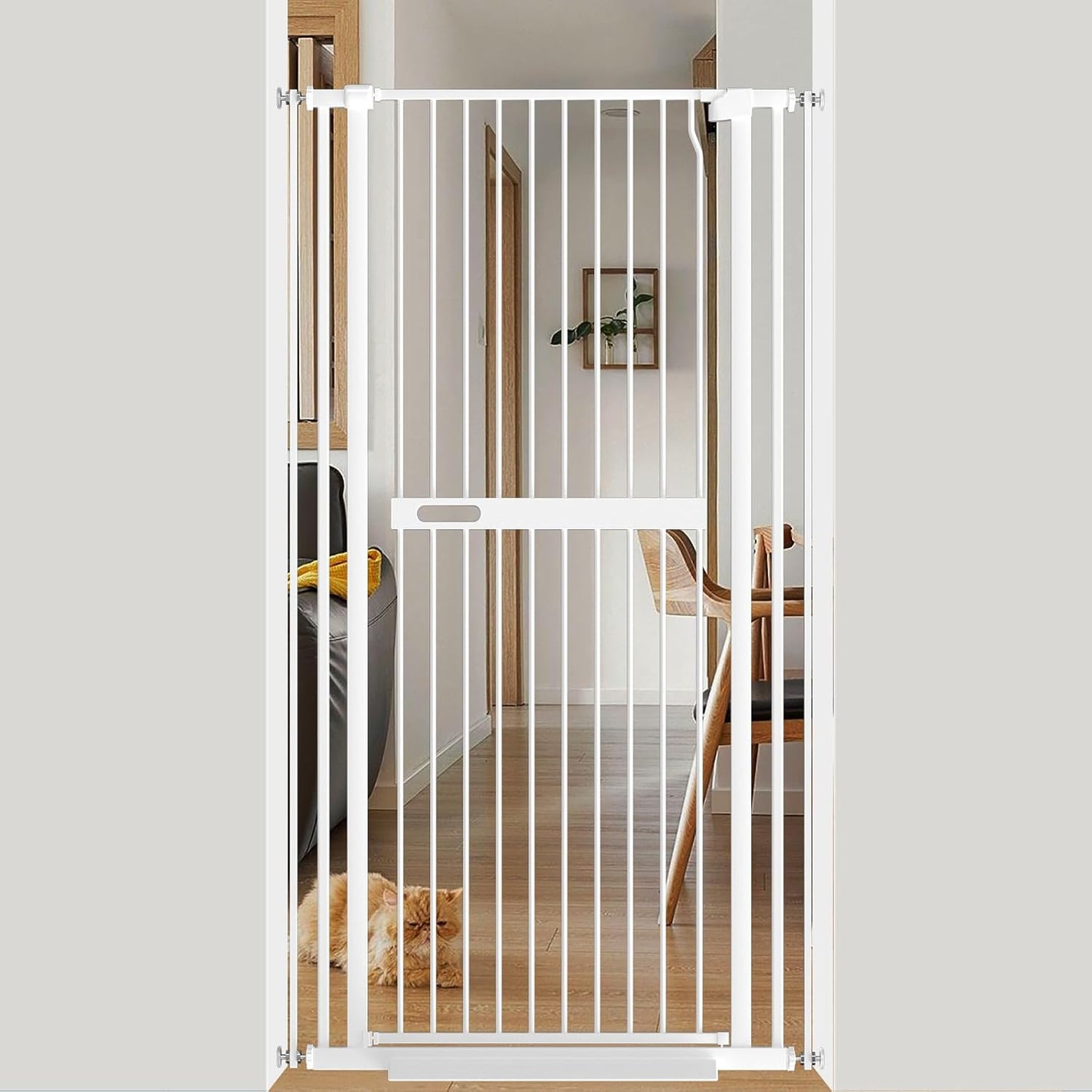 Extra Tall Cat Gate 61 in Wide Pressure Mounted Metal Barrier