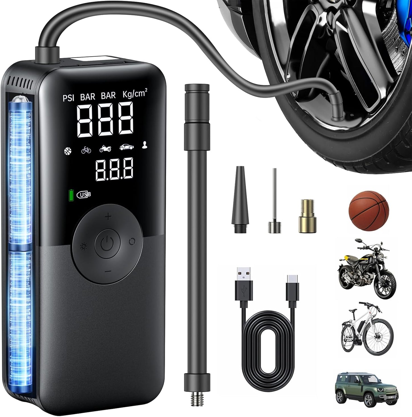 Fast Inflation Tire Pump - 150PSI, 20000mAh Portable Air Compressor