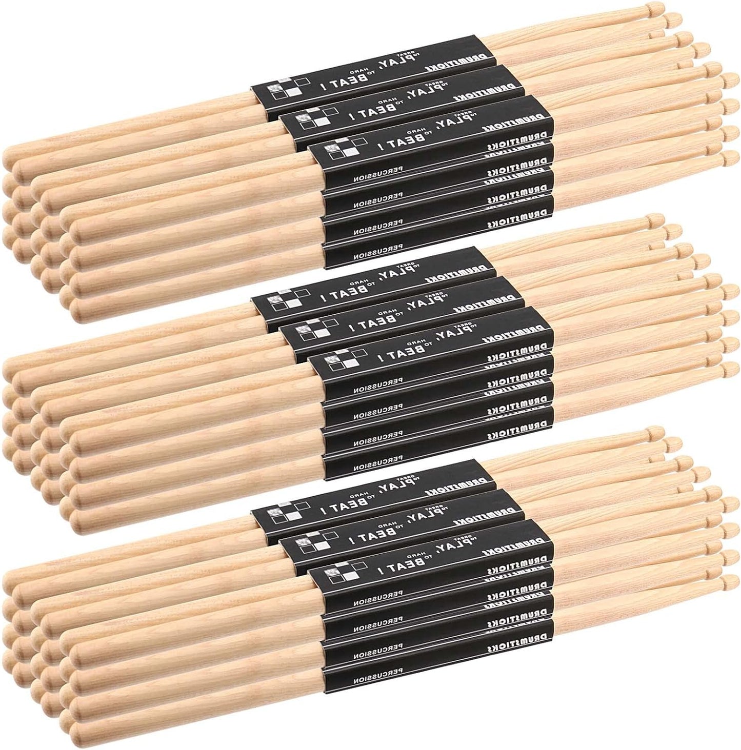 72 Pieces 5A Maple Wooden Drumsticks for Drummers and Beginners