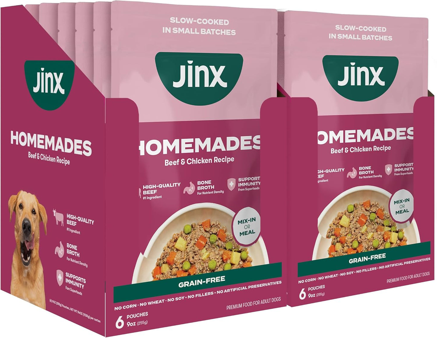 Jinx Beef Wet Dog Food Topper for All Life Stages, 12 Pack