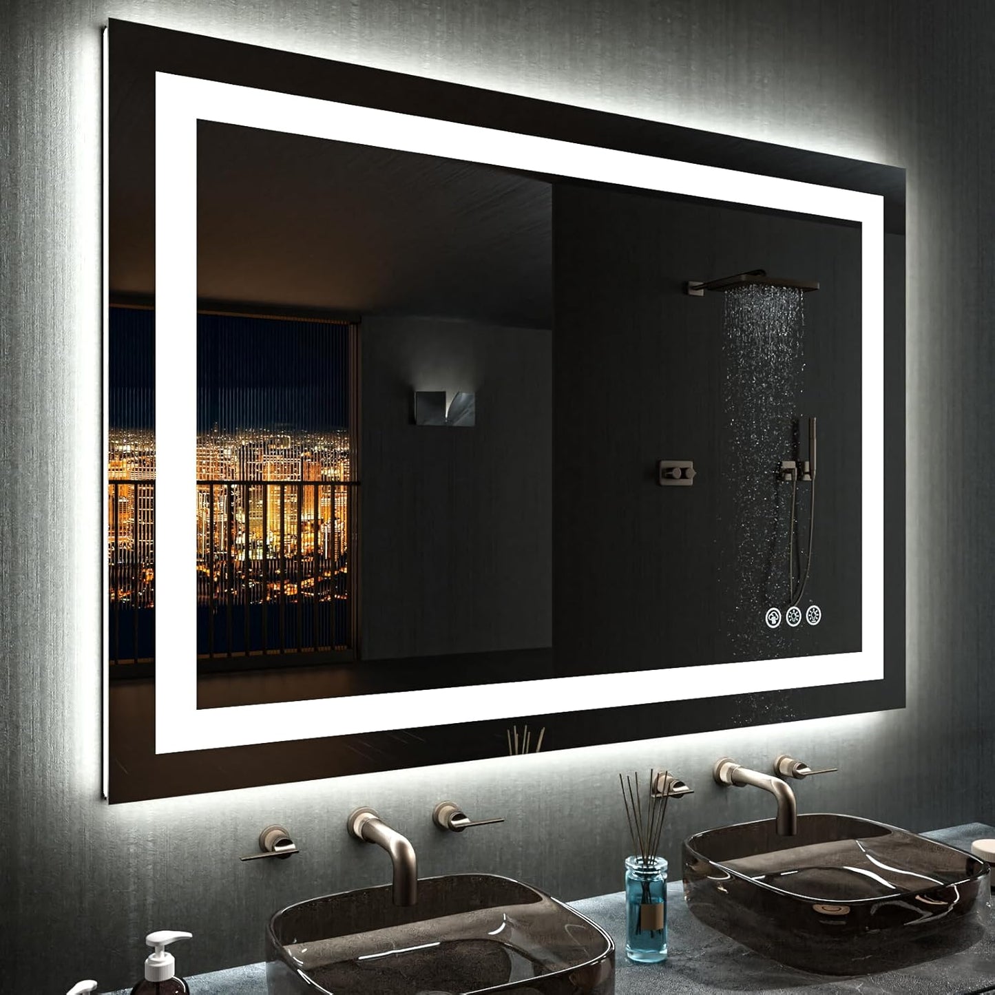 LOAAO 48X36 LED Bathroom Mirror with Lights and Anti-Fog Feature