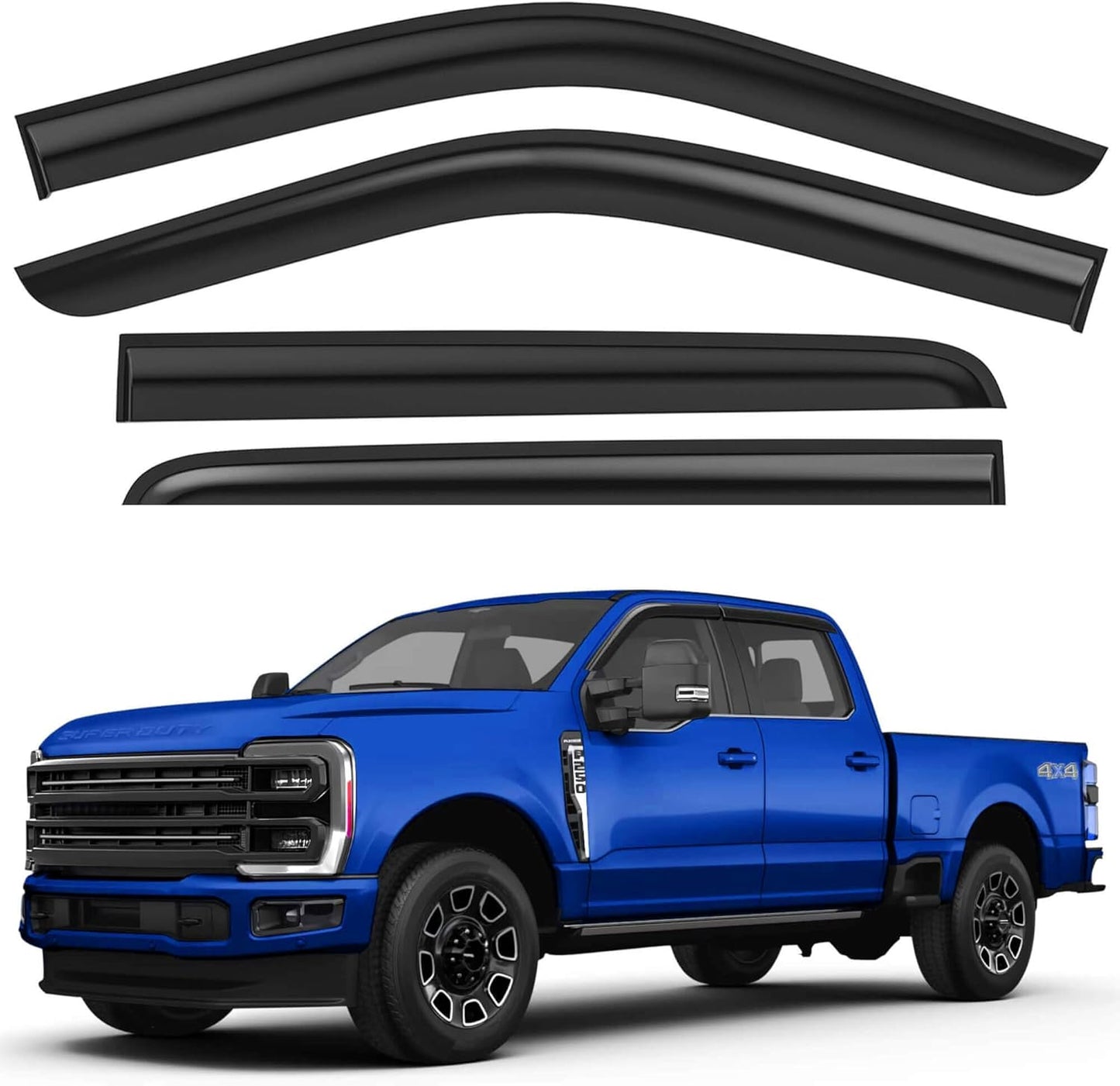 Shatterproof Tape-On Rain Guards for Ford F250 to F550 Super Duty
