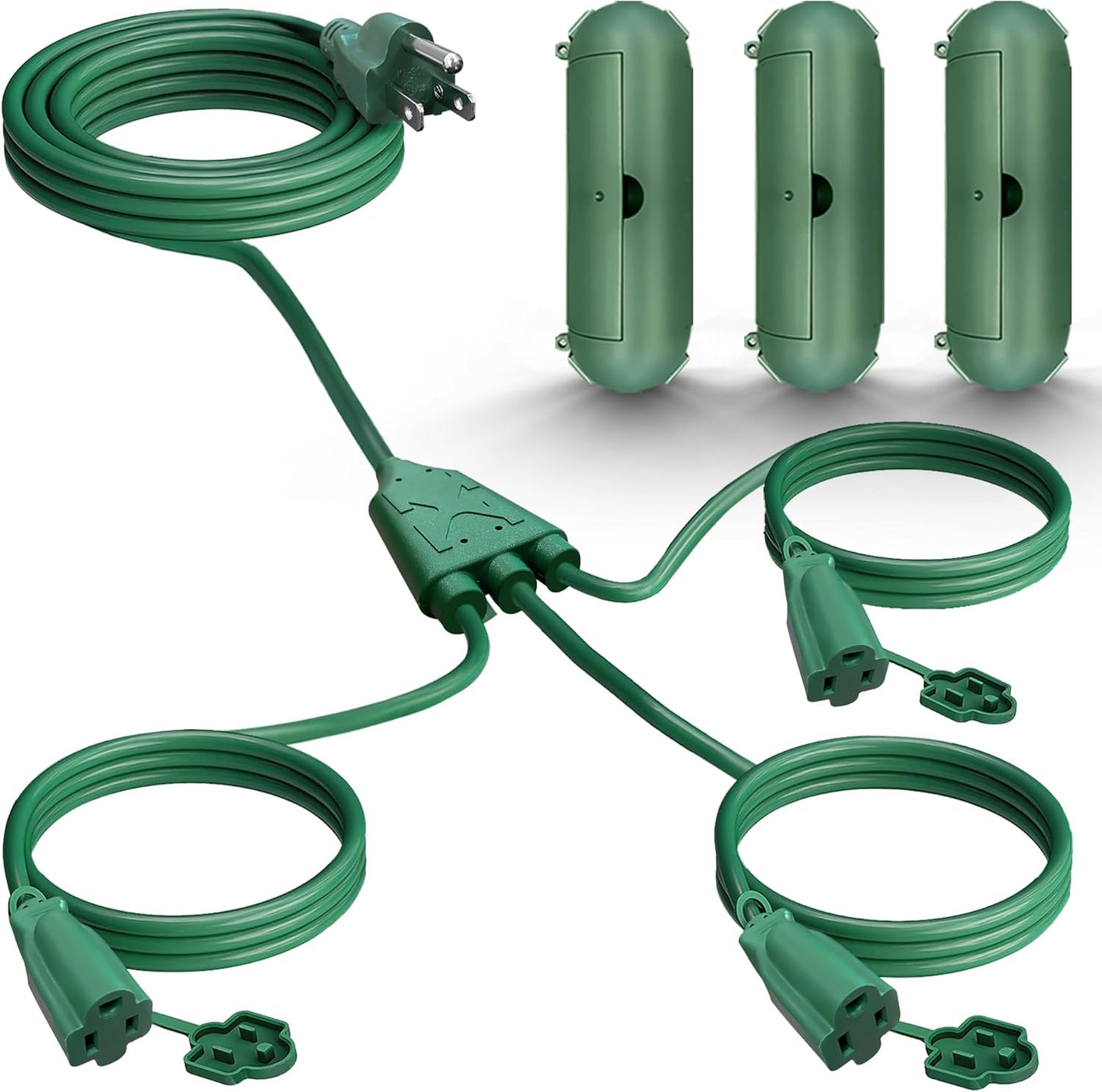 Banord 25FT Outdoor Extension Cord with 1 to 3 Splitter Design