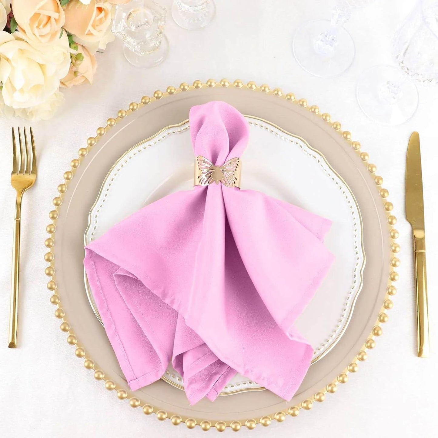 Elegant Pink Violet Cloth Napkins Set of 100 for Events and Dining