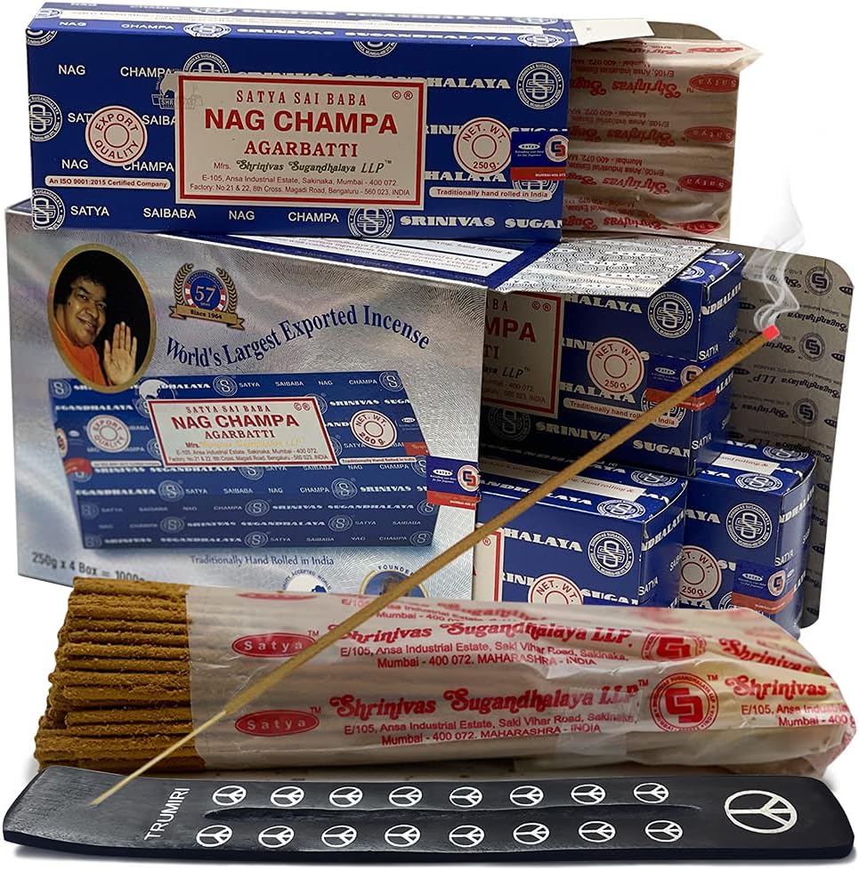 Nag Champa Incense Sticks Bundle with Holder for Aromatic Bliss