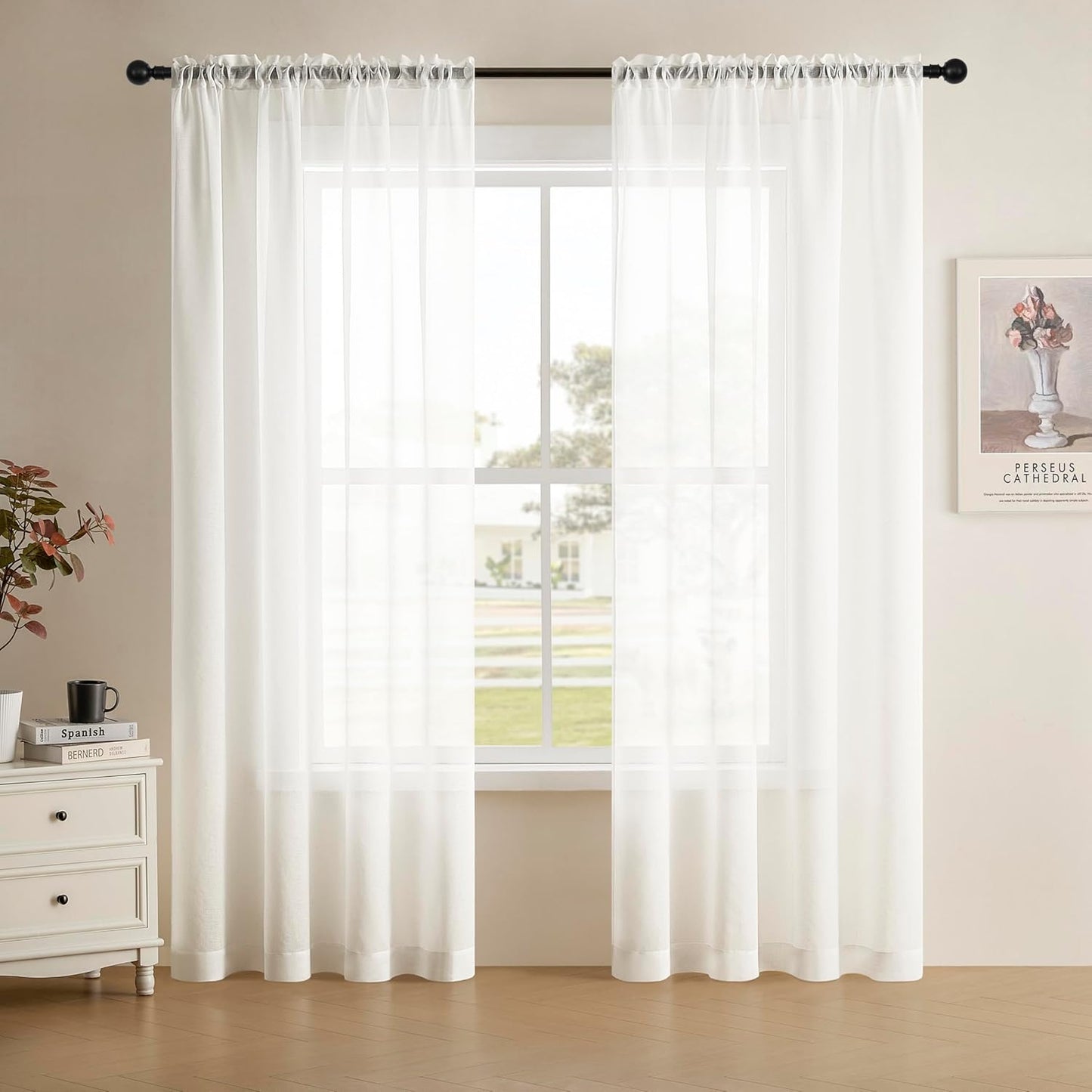 Lightweight White Sheer Curtains Set - Brighten Your Space!