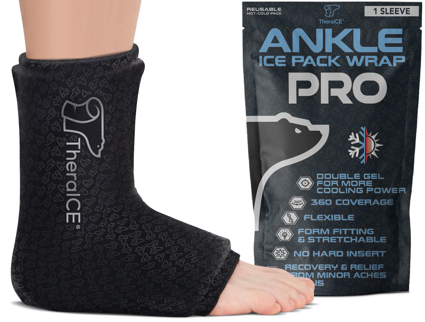 TheraICE Ankle Ice Pack Wrap PRO for Swelling & Pain Relief