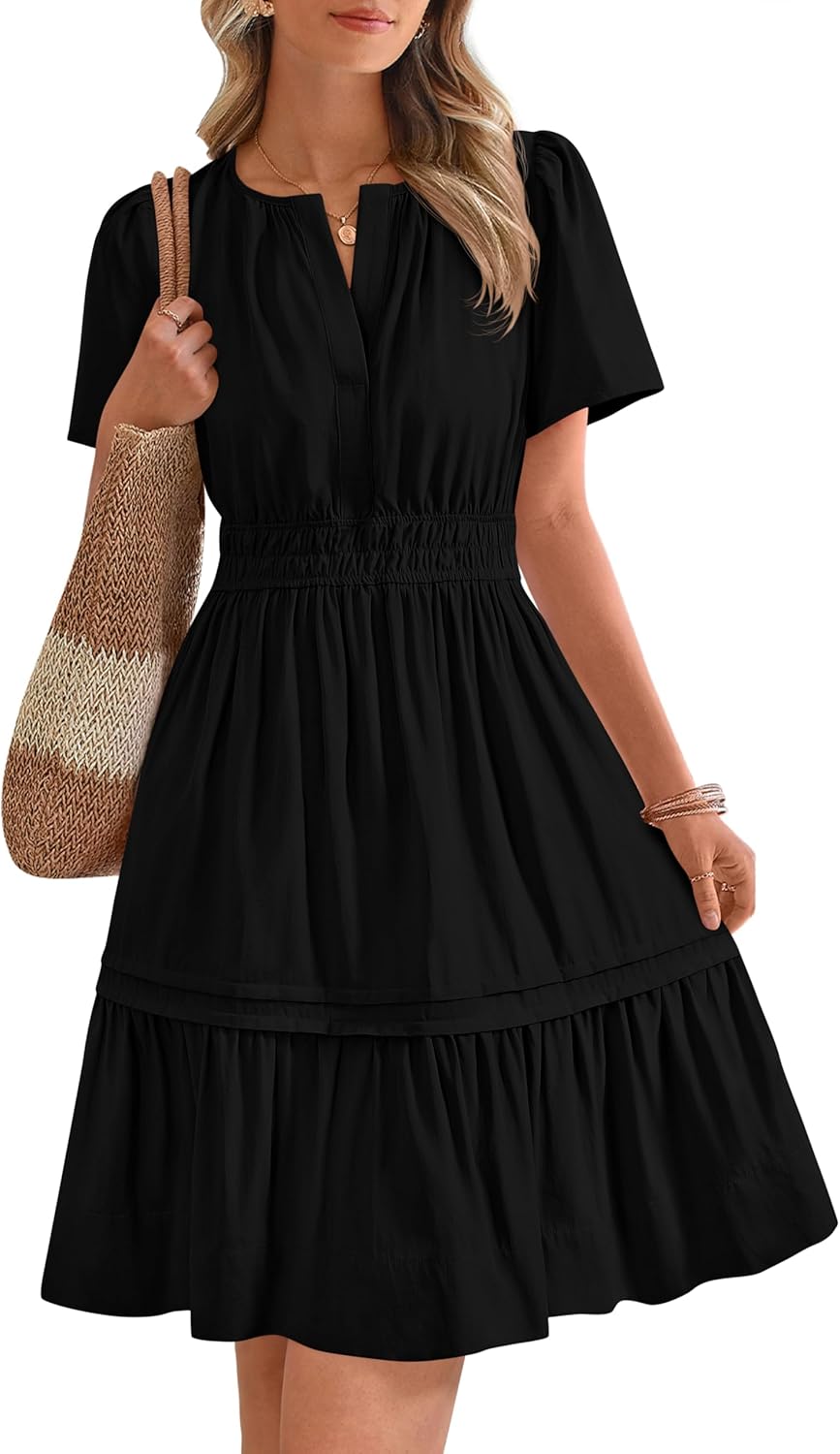 Stylish V Neck Short Sleeve Sundress for Women by BTFBM