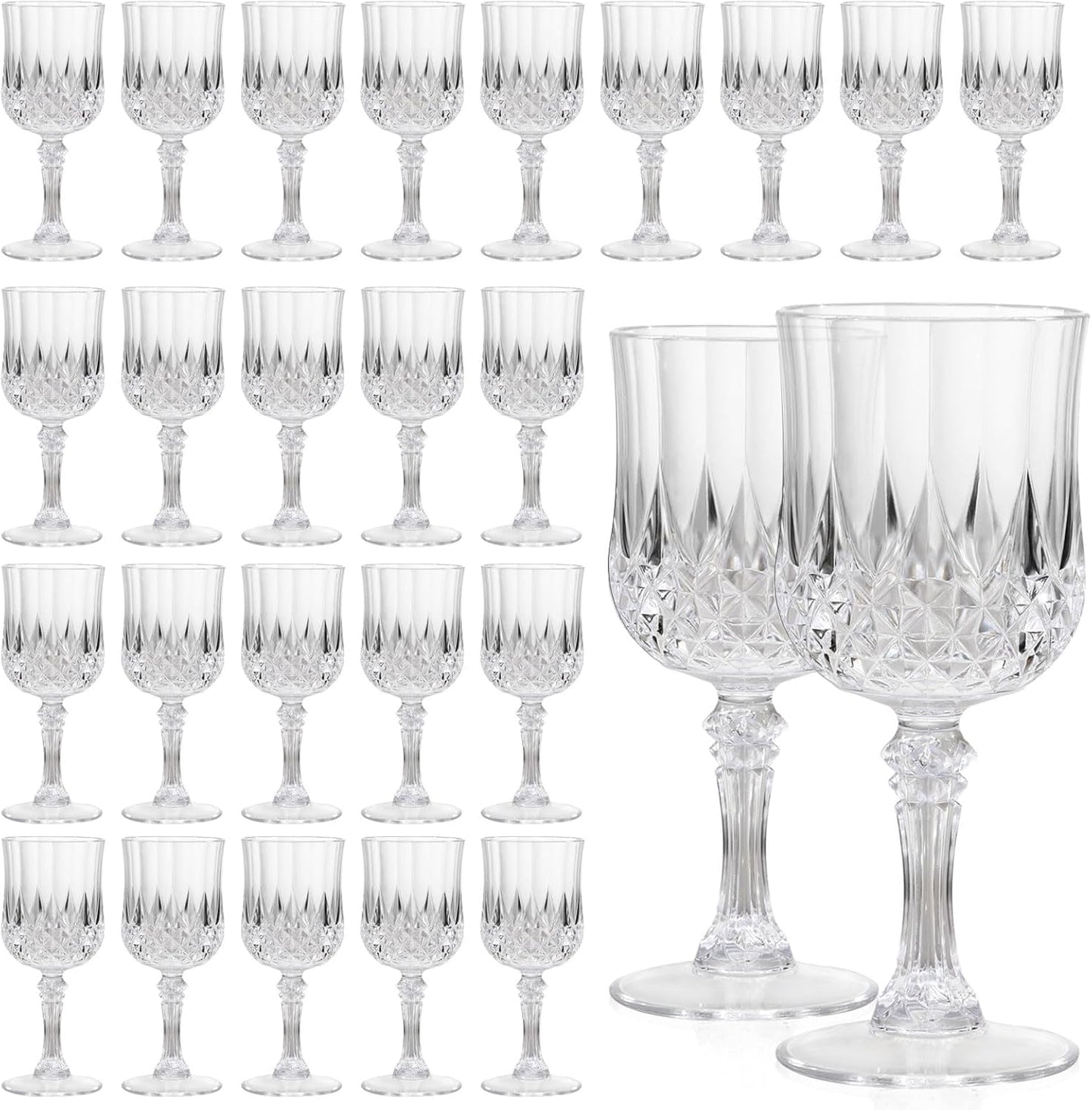 24 Pcs Unbreakable Clear Plastic Wine Glasses for Every Celebration