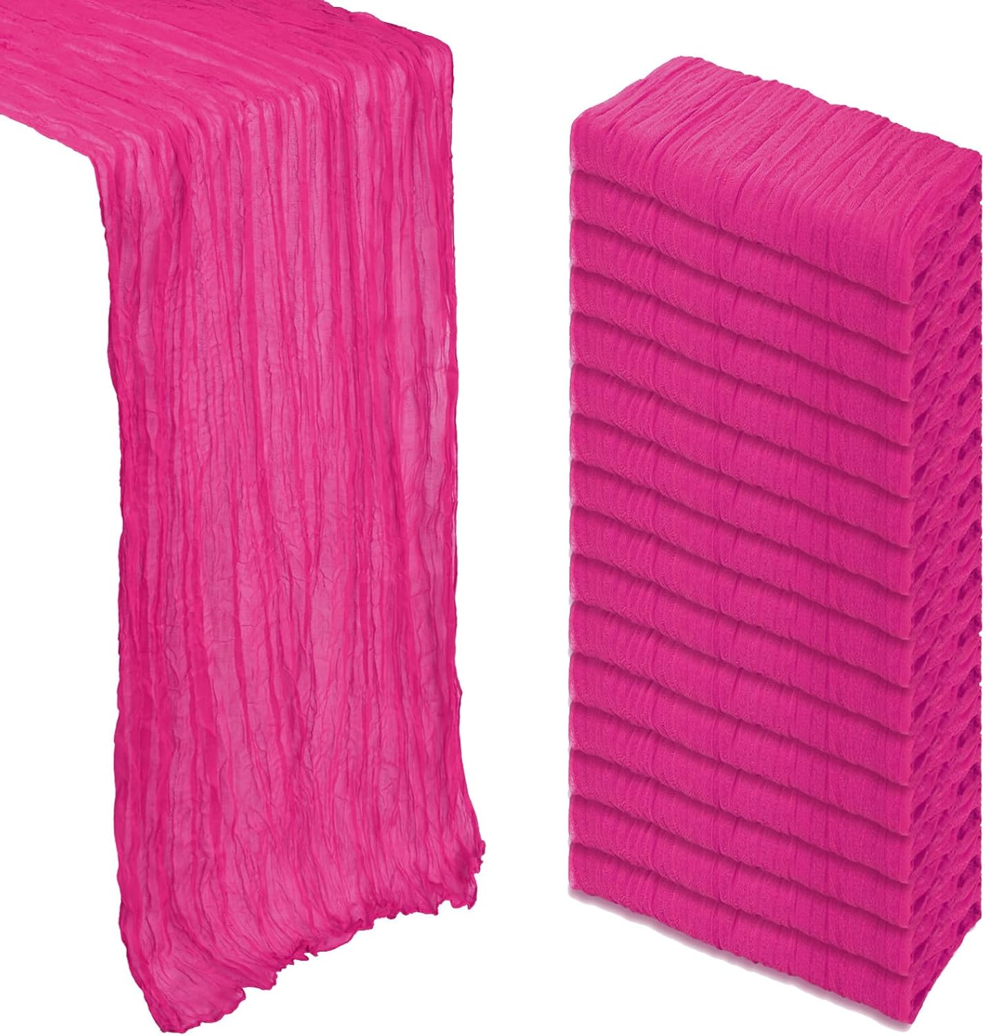 16 Pack Hot Pink Cheesecloth Table Runner for Elegant Decor