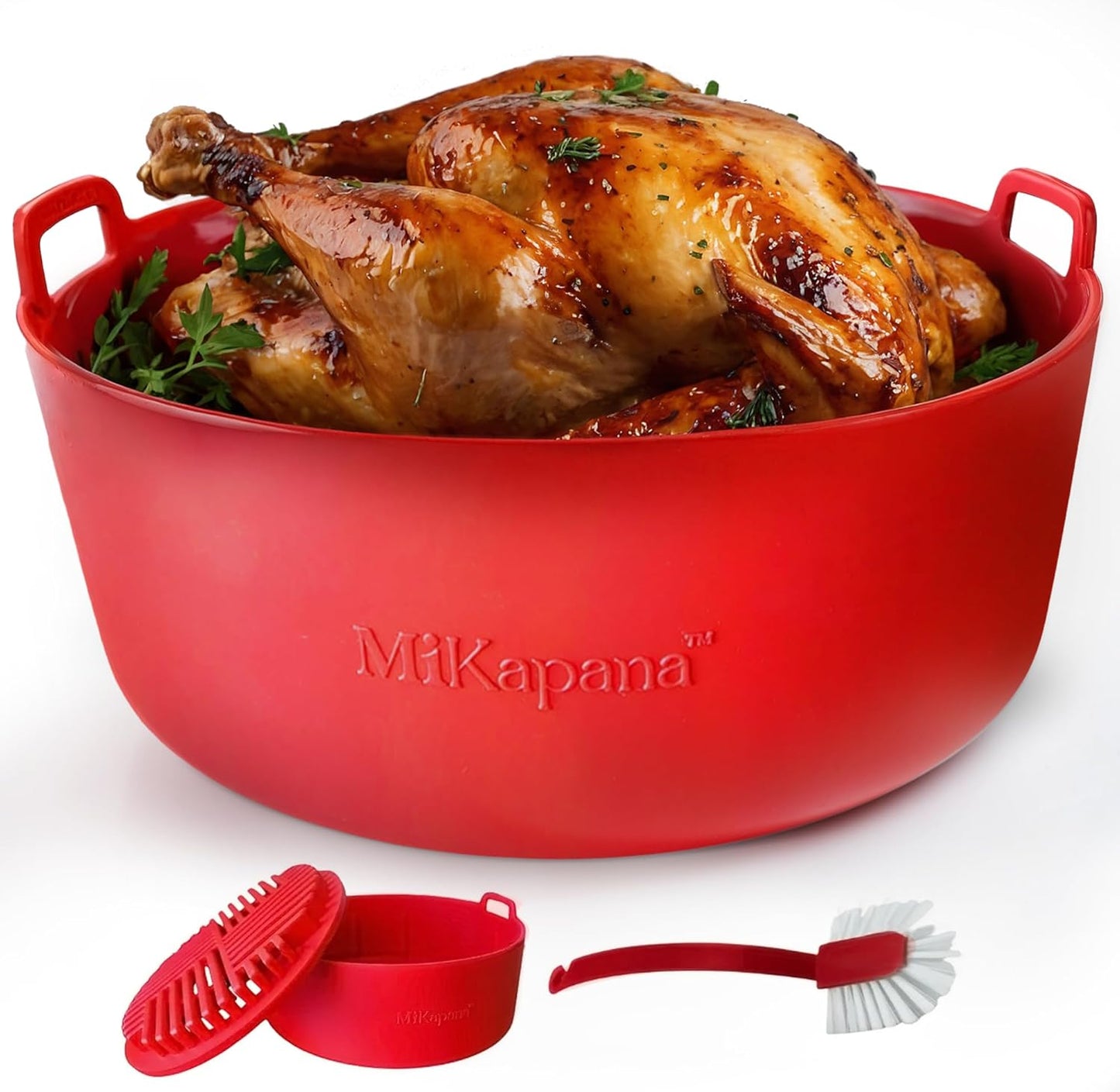 BPA-Free Silicone Air Fryer Basket Liner - Sturdy & Reusable (Red)