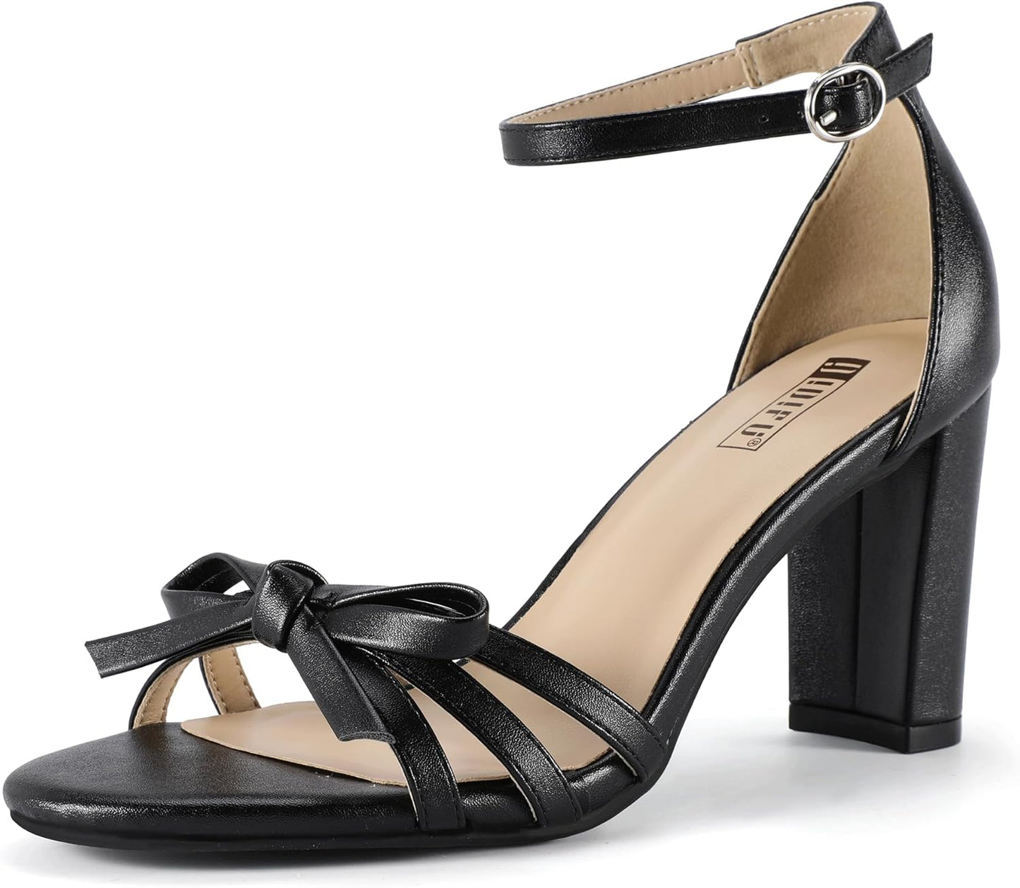 IDIFU Women's Bow Heels Chunky Block Open Toe Sandals