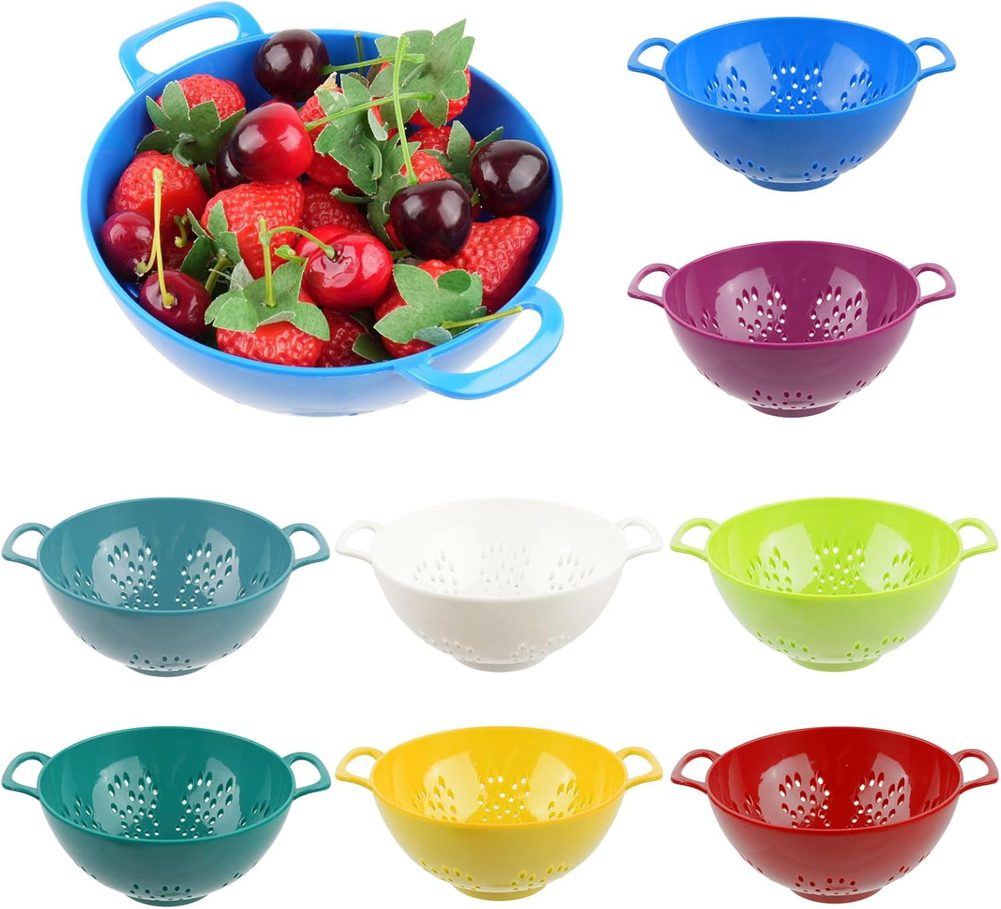 Durable Mini Colander Set - Small Fruit Strainer with Double Handles