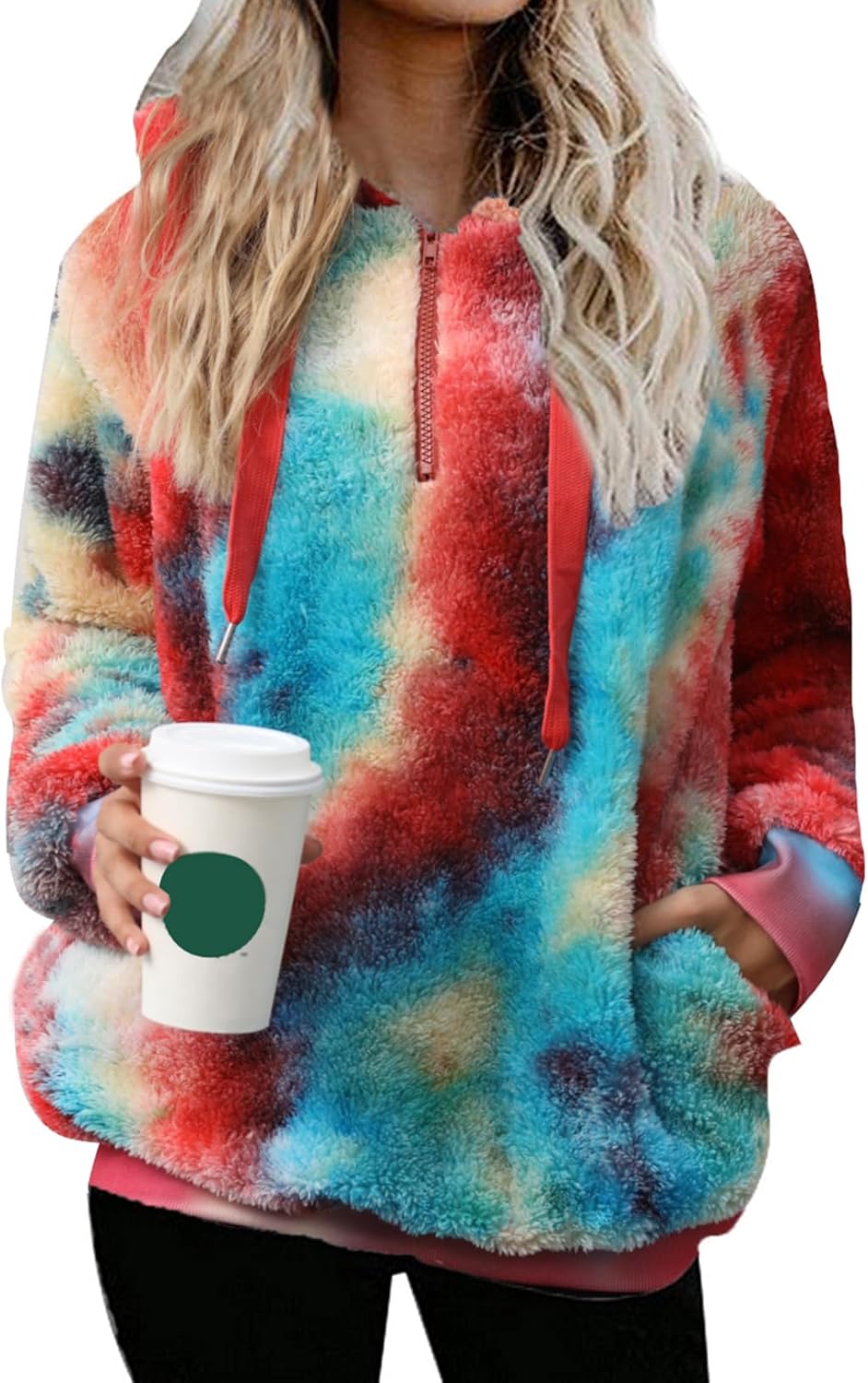 Nirovien Womens Sherpa Pullover Oversized Fuzzy Hoodie Coats