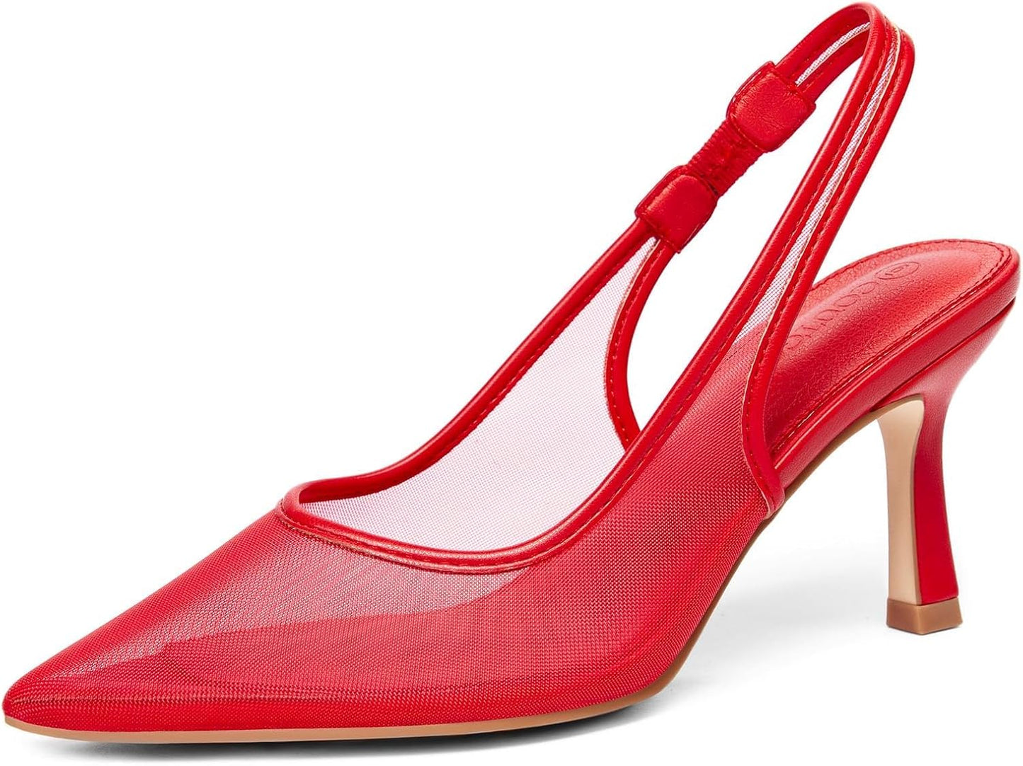 Coutgo Womens Mesh Slingback Kitten Heels for Elegant Style