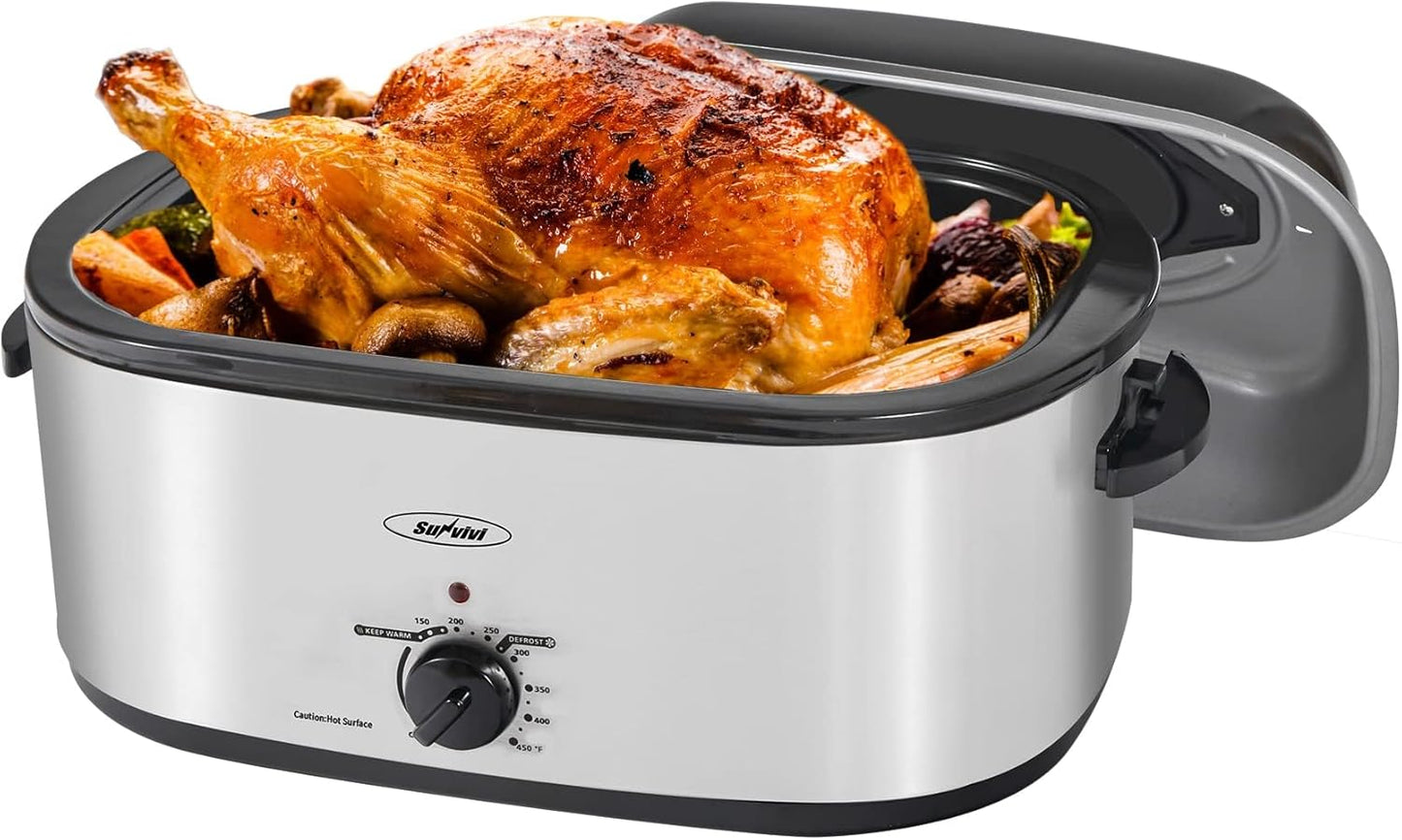 Sunvivi 28lb 24-Quart Roaster Oven for Perfect Turkey Cooking
