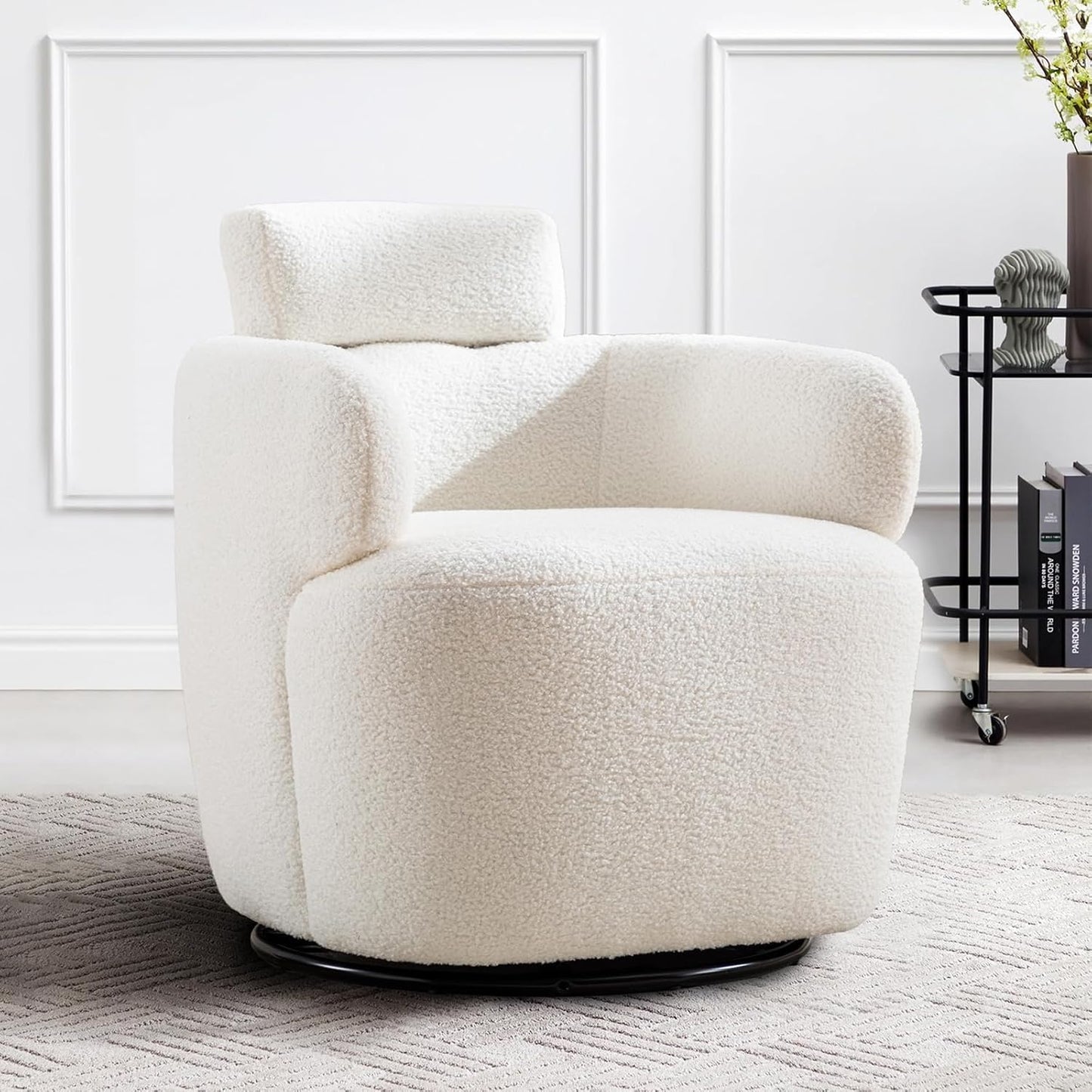 Swivel Barrel Chair with Adjustable Headrest