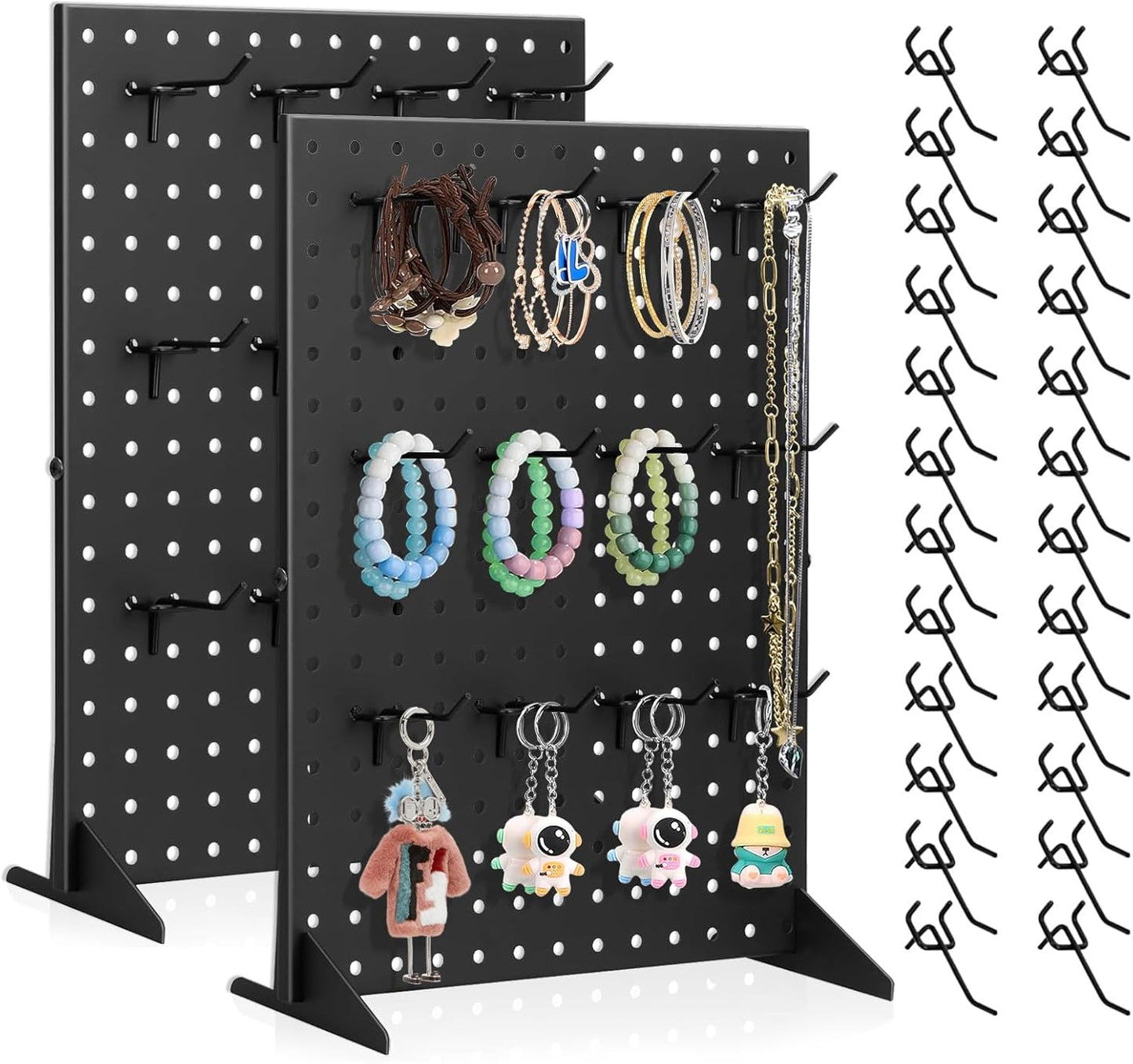 2 Pack Peg Board Display Stand for Vendors with 24 Hooks