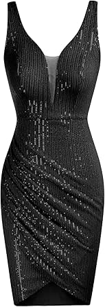 GRACE KARIN Women Deep V Neck Party Mini Dress for Elegance