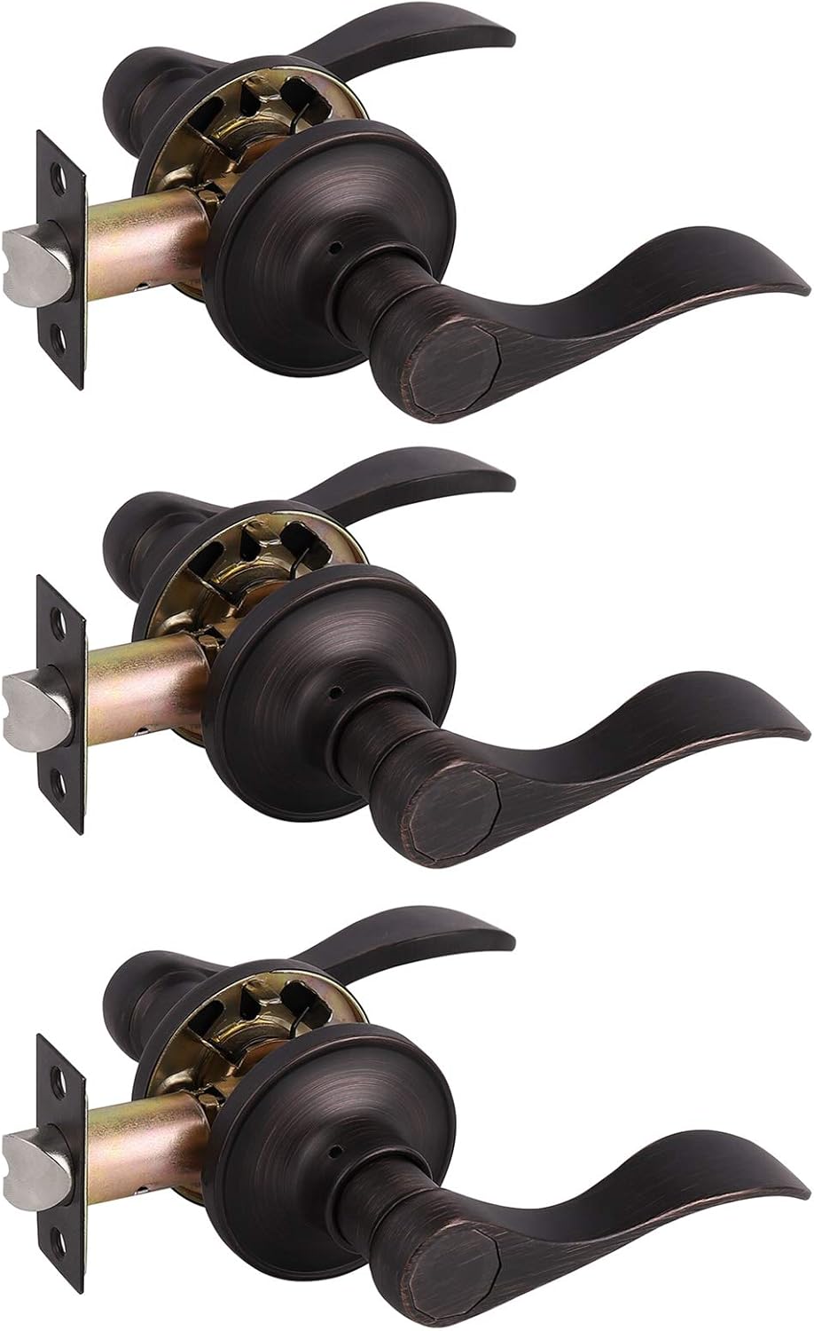 Gobrico 3 Pack Modern Door Handles in Oil Rubbed Bronze Finish