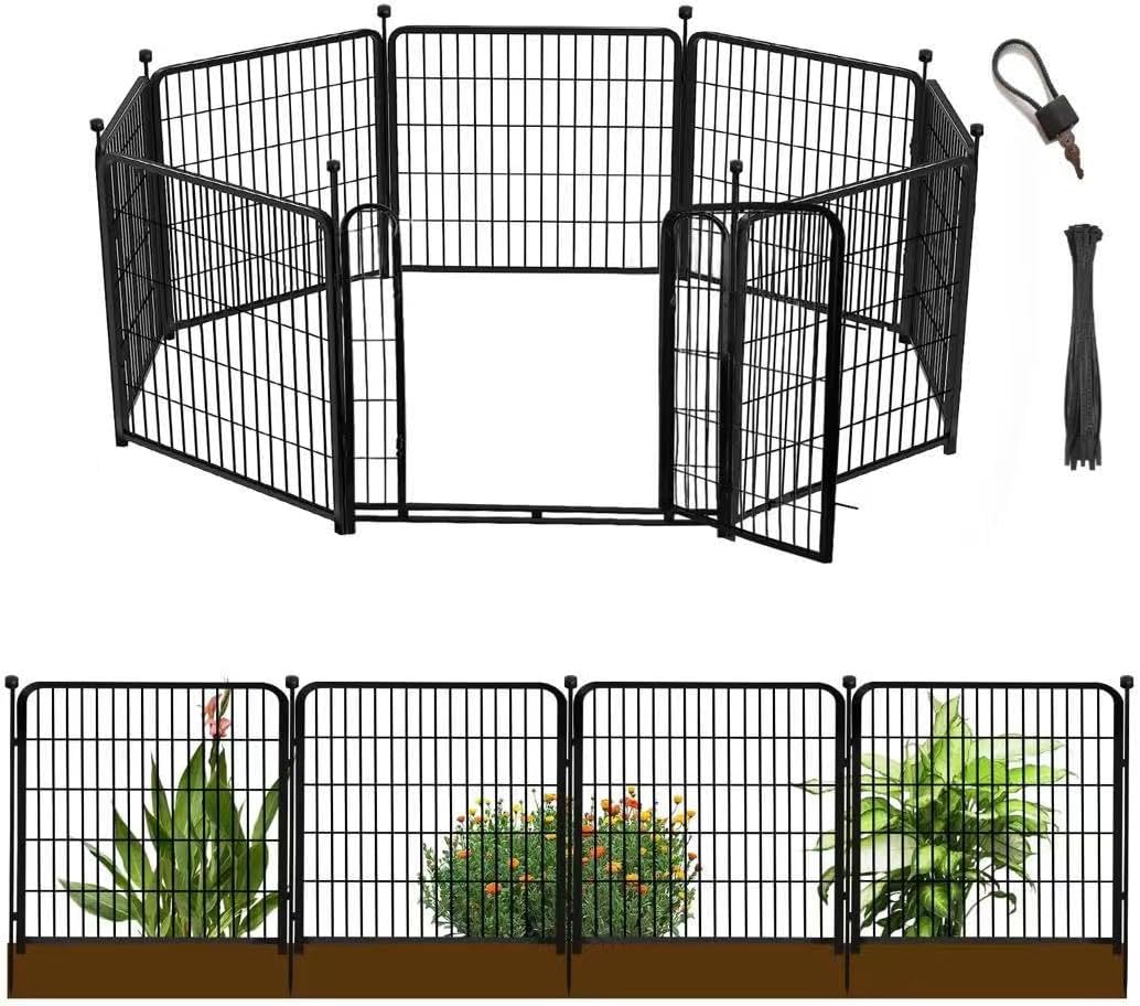 48 in Decorative Garden Fence with Gate for Pet and Yard Use