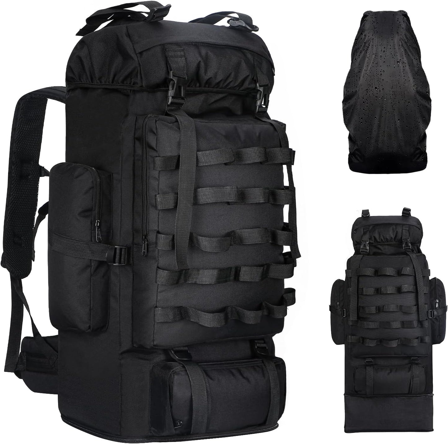 70L/100L Camping Hiking Backpack with Rain Cover for Travel