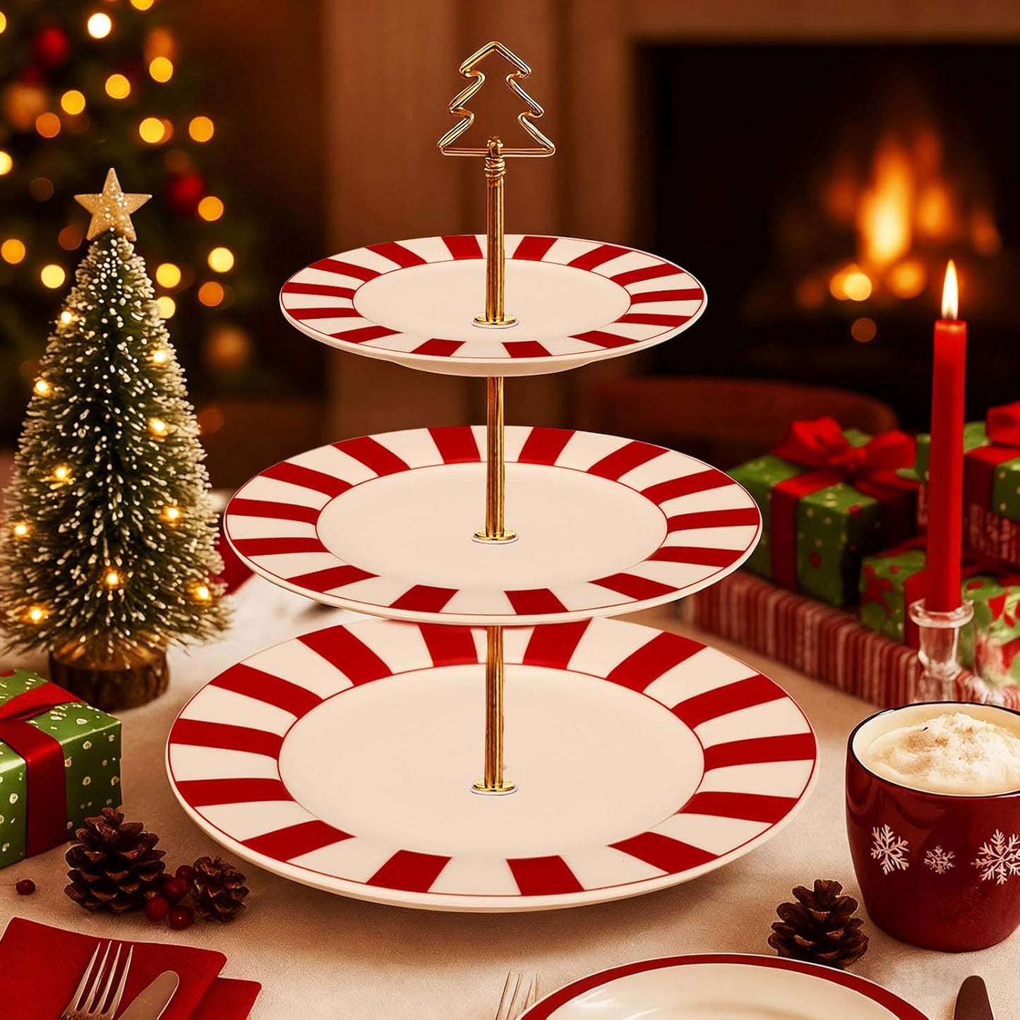 Lallisa Christmas 3 Tier Cake Stand for Holiday Celebrations