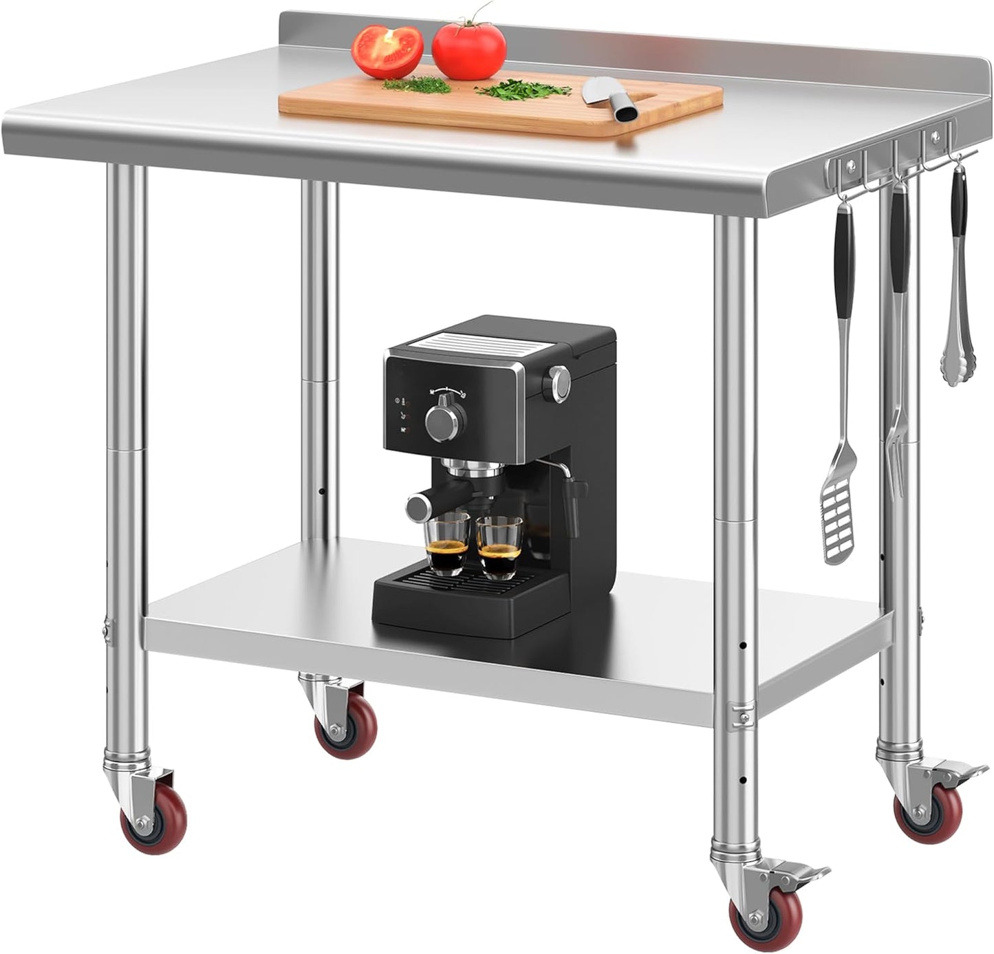 YITAHOME Stainless Steel Table with Wheels for Versatile Use