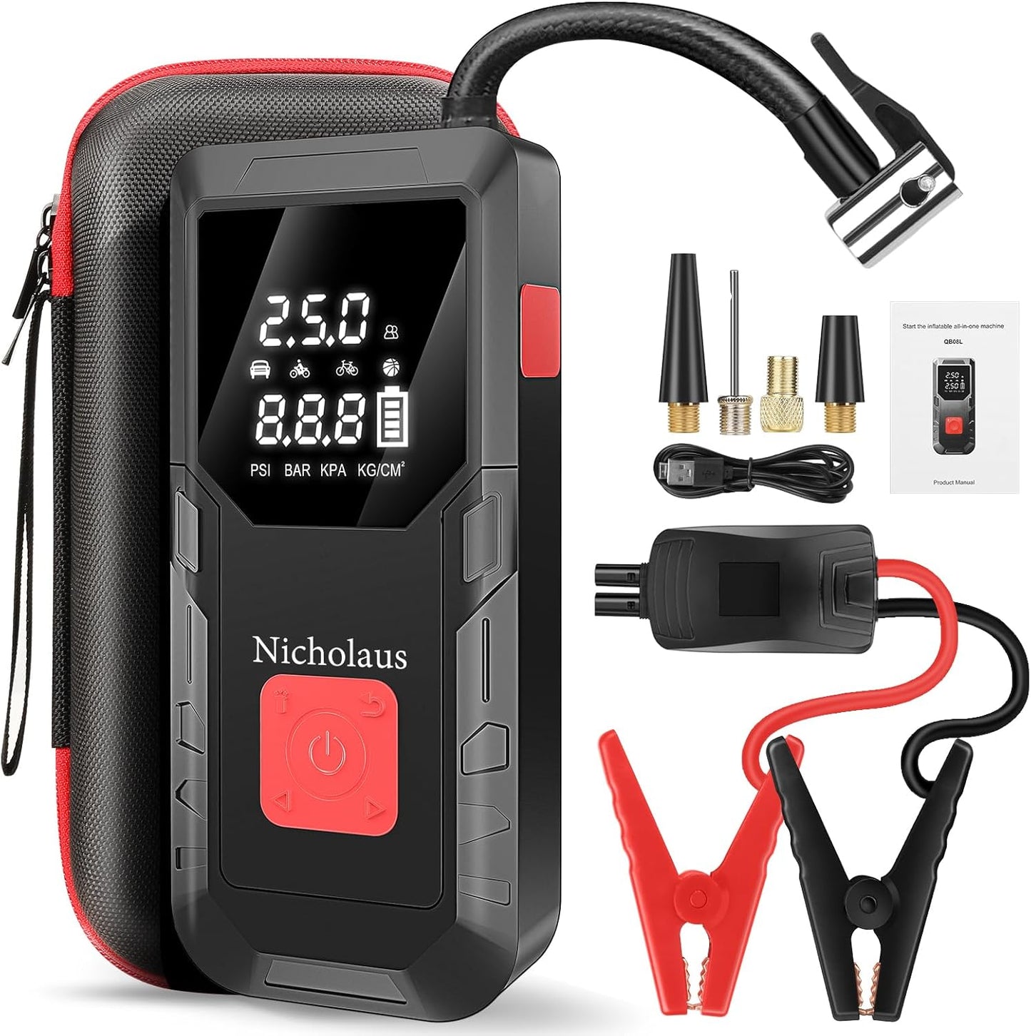 12 V Car Jump Starter with Air Compressor for All Vehicles