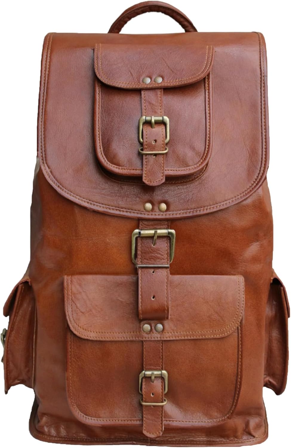 Jaald 18in Leather Laptop Backpack Vintage Rucksack for College