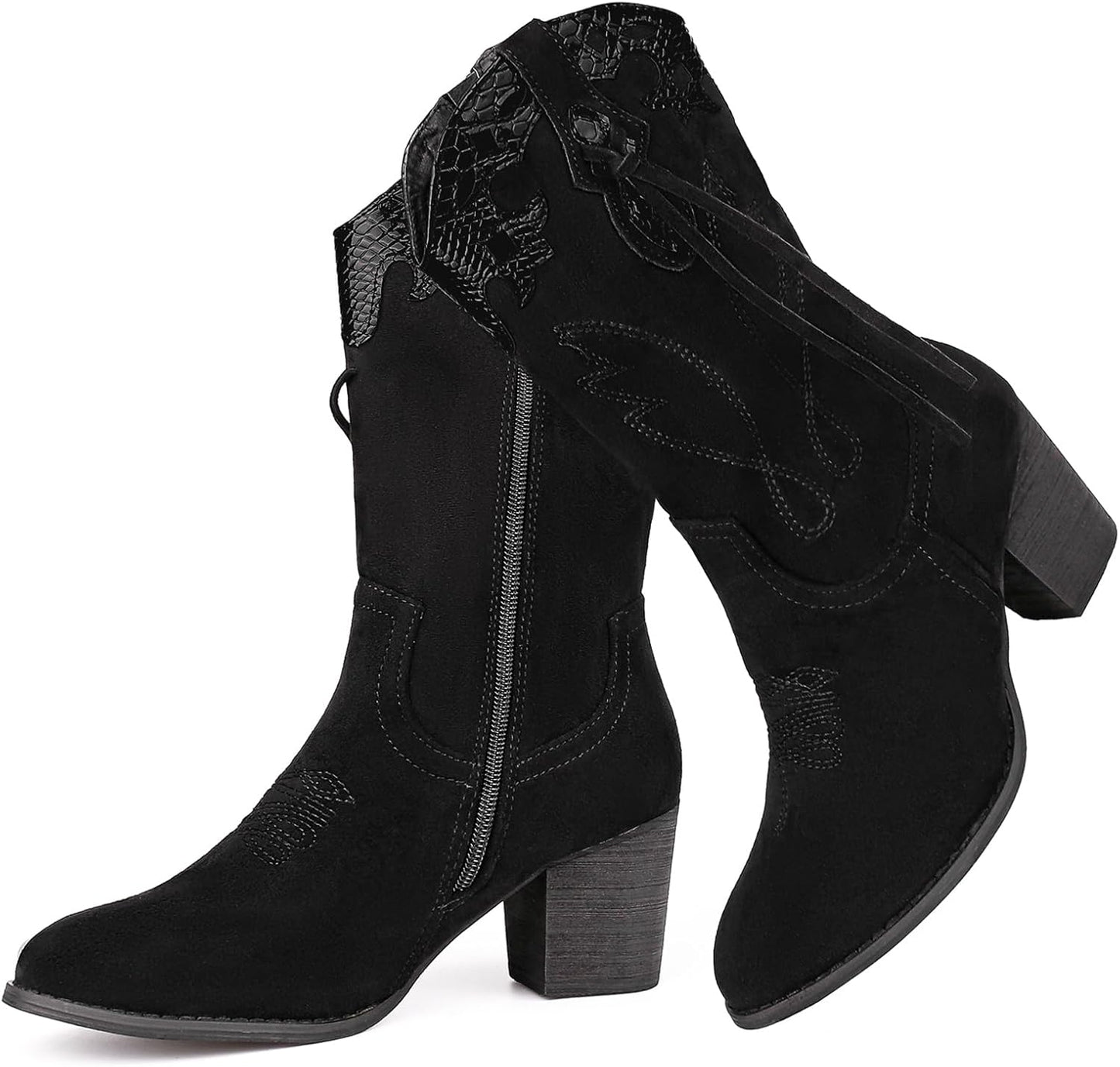 Stylish Cowboy Cowgirl Boots for Women: High Heel Suede Booties