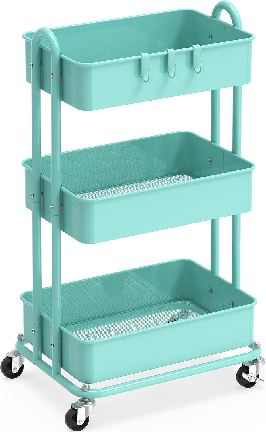 3-Tier Heavy Duty Metal Utility Rolling Cart for Versatile Use