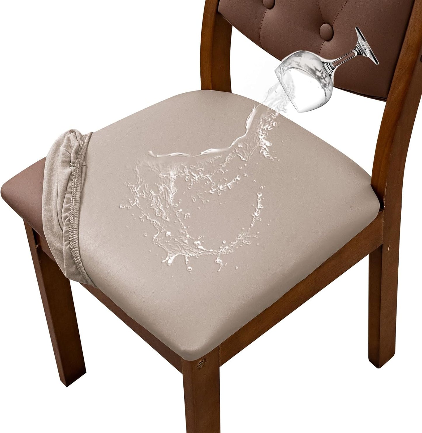 Waterproof PU Leather Dining Chair Covers Set of 6 for Home Use