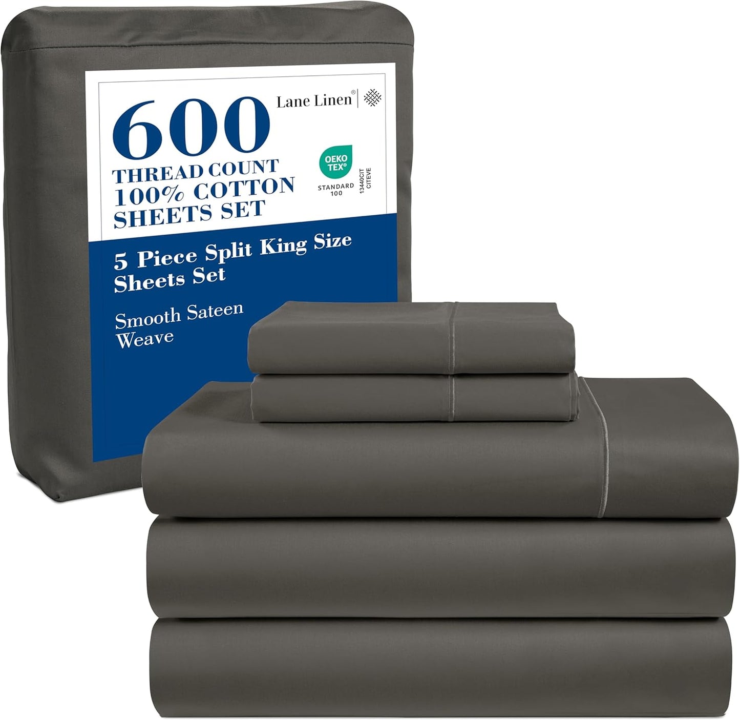 Lane Linen King Sheets Set for Adjustable Bed - 600 TC Comfort