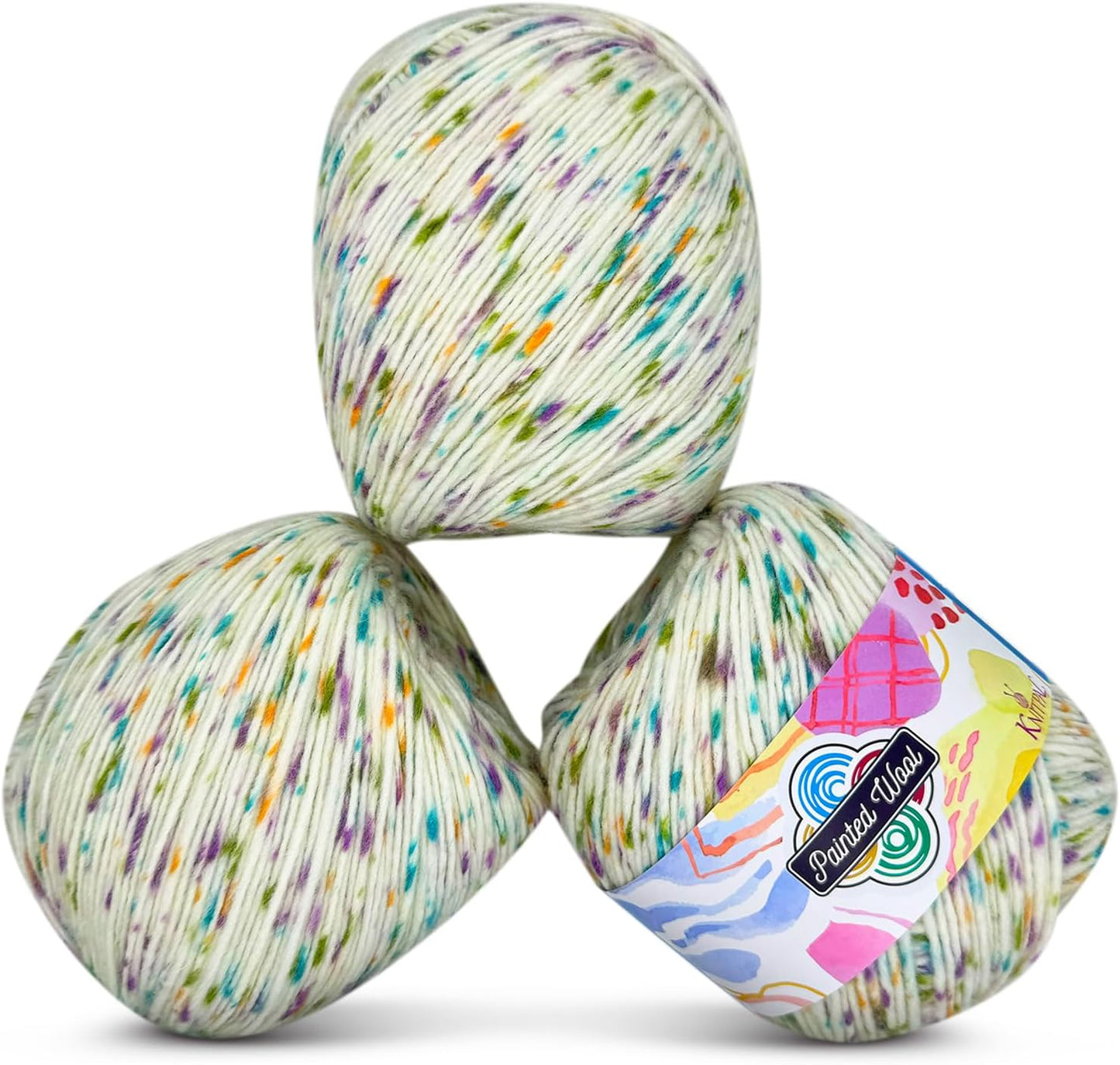 KnitPal Painted Wool Yarn for Knitting - 3 Skeins, 753 Yds