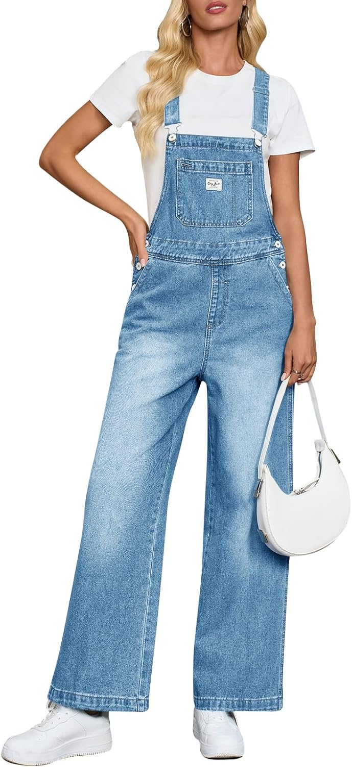 Cicy Bell Women's Denim Bib Overalls for Casual Style and Comfort