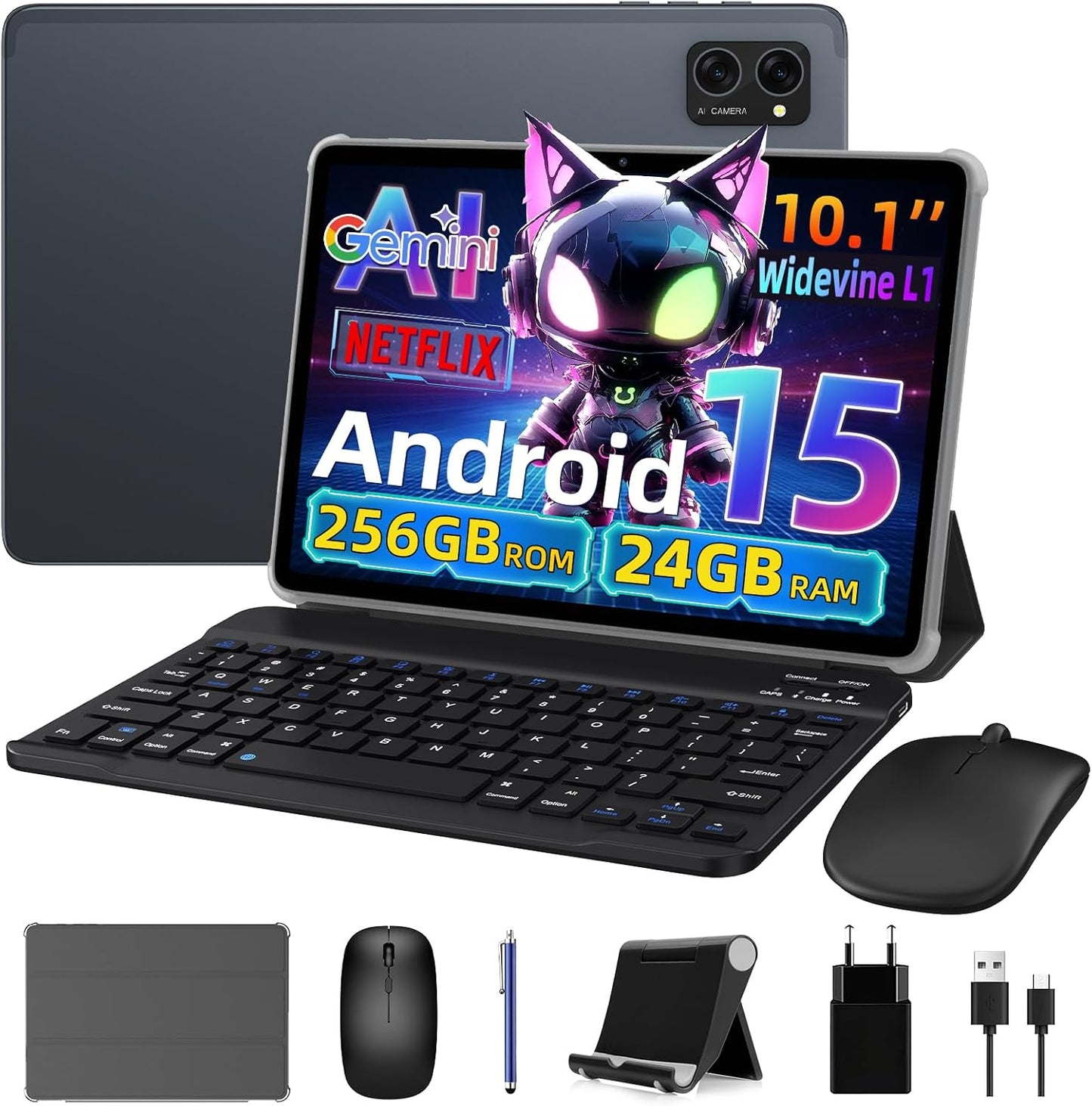 Android 15 Tablet with Pen and Keyboard - 2 in 1 Device