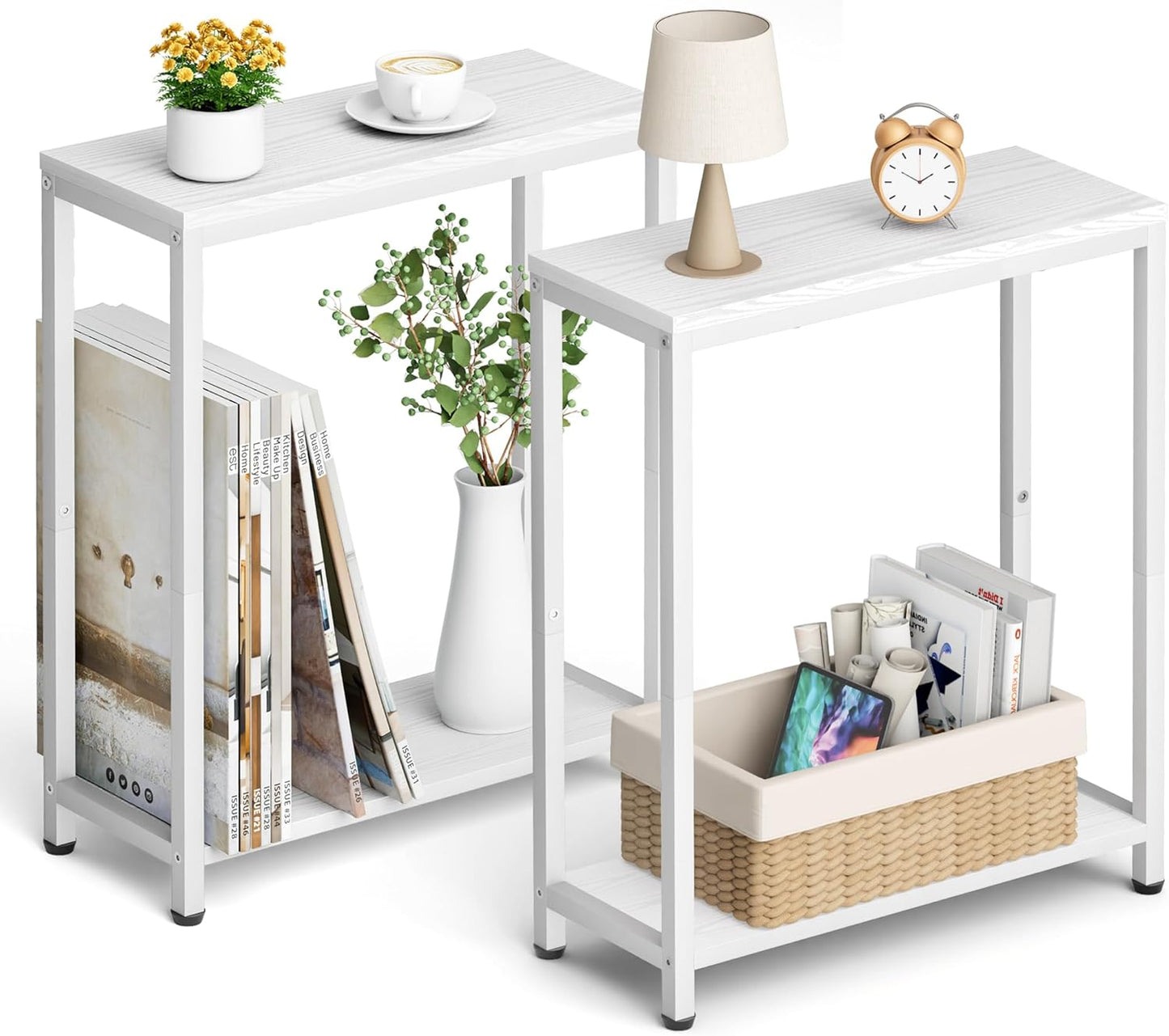 Narrow End Tables Set of 2 for Small Spaces - Stylish Solution