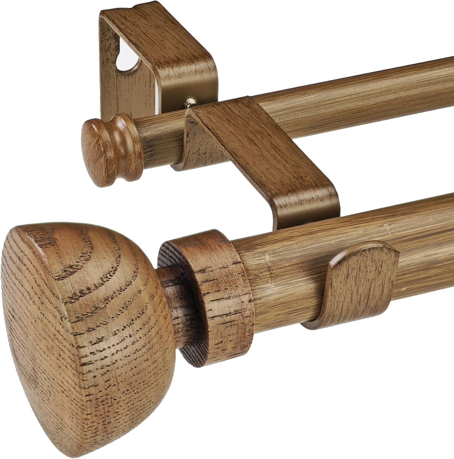 SKYPLUS LIVING Faux Wood Curtain Rod Set: Adjustable 72-144 Inch