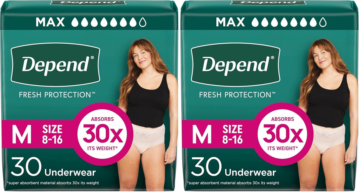 Depend Fresh Protection Incontinence Underwear for Women, Medium